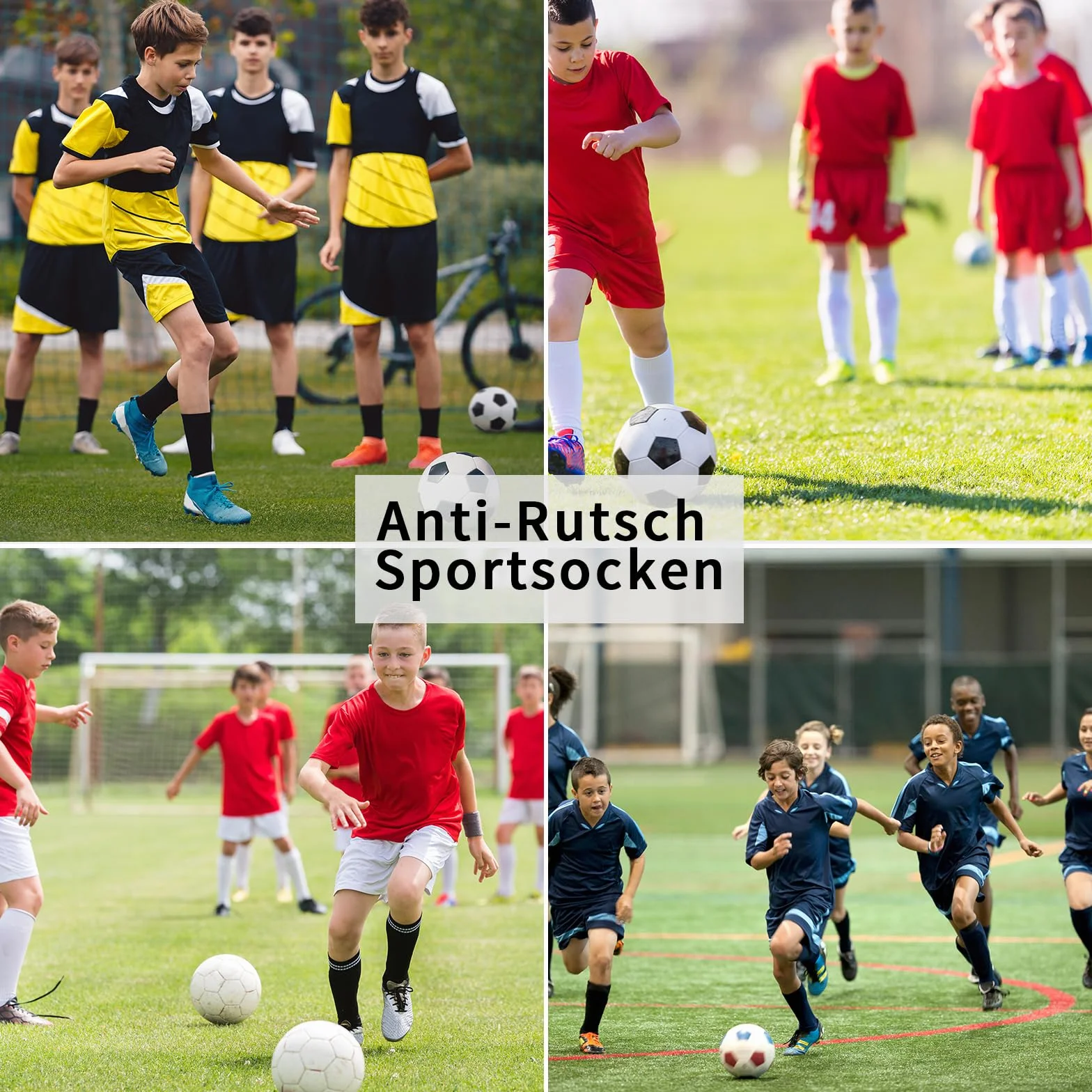 Chaussettes de football antidérapantes pour enfants, lot de 3 paires, tailles 31-34/35-38