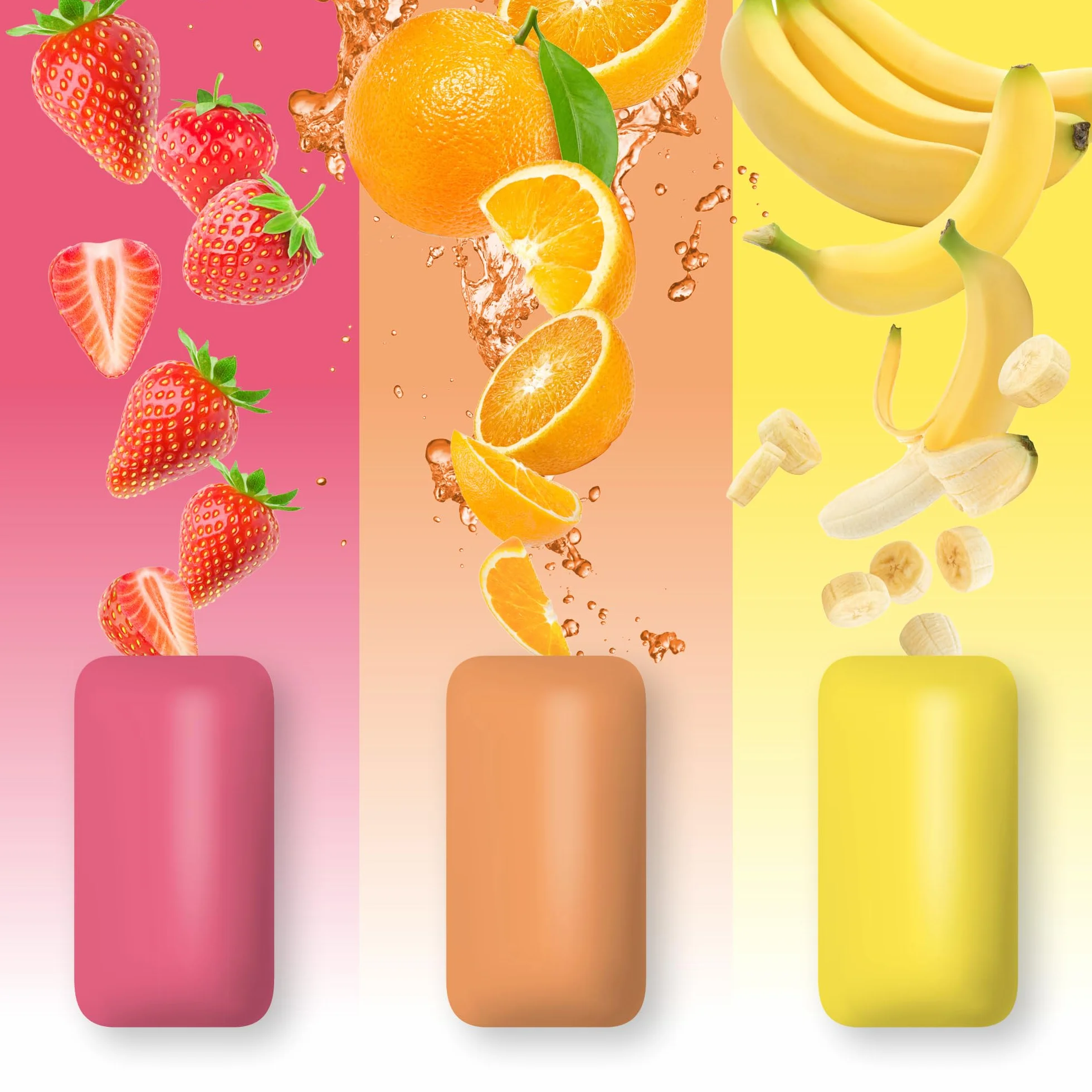 PUR Jumbo Gum Sans Aspartame Au Xylitol Arôme Naturel Fraise Banane Orange 20 Pièces Lot de 3