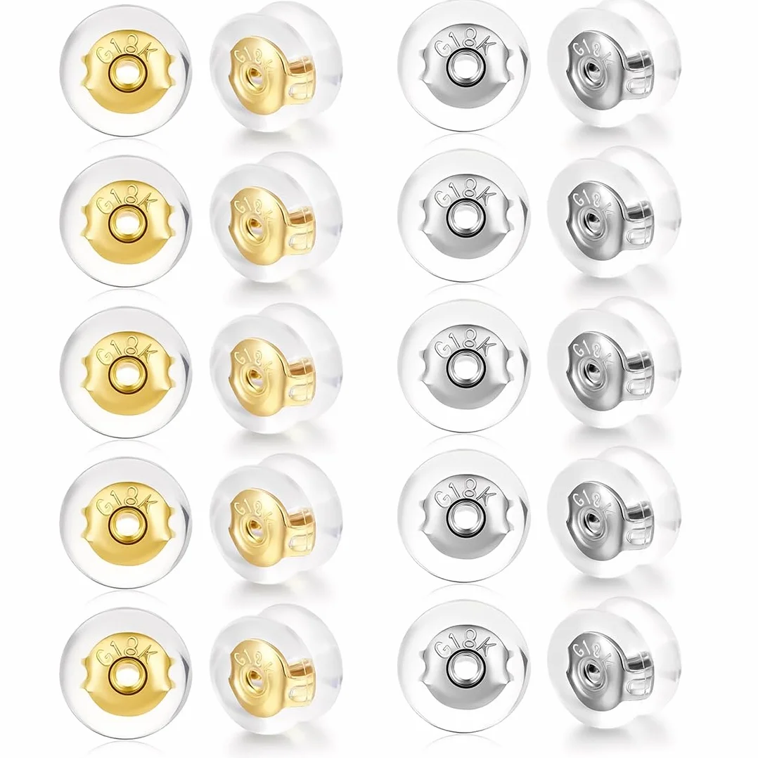 Fermoir Boucles d'Oreilles en Silicone Hypoallergénique 20 Pièces pour Oreilles Tombantes Non-Irritants