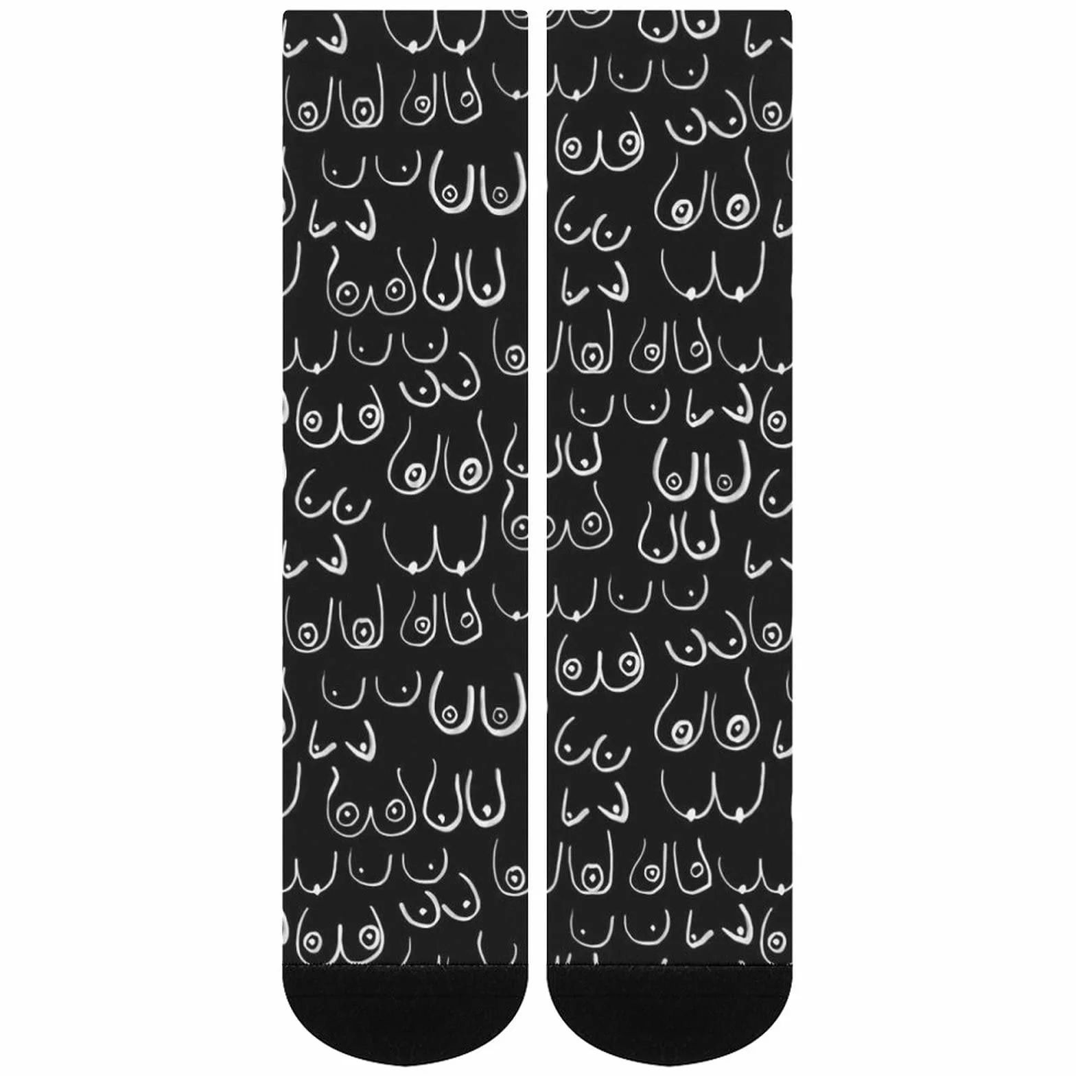 Chaussettes unisexes drôles motif seins noir et blanc mi-mollet sport longues homme femme taille unique