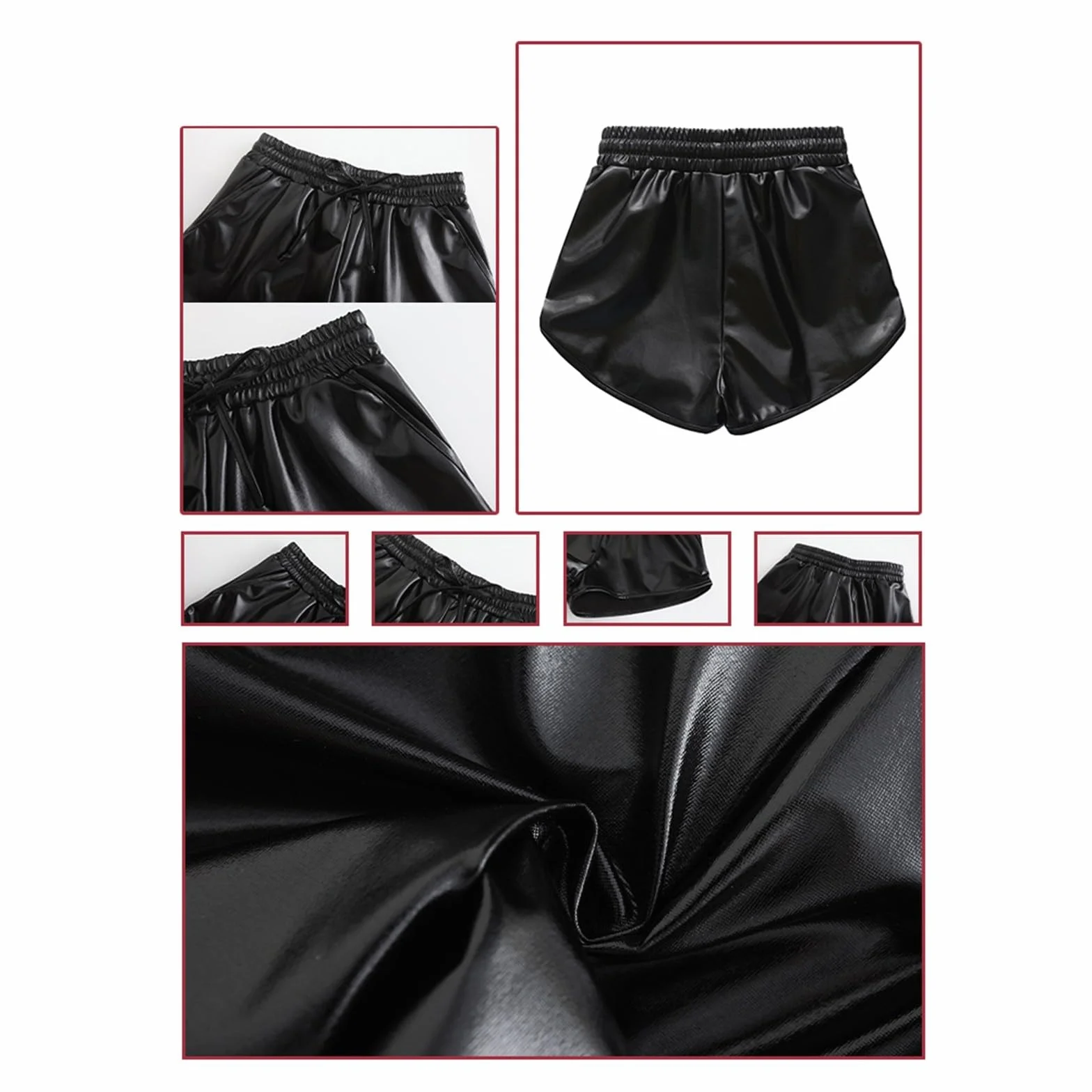 Short de danse pour fille avec empiècement en cuir, longueur 3/4, taille 110-150 cm