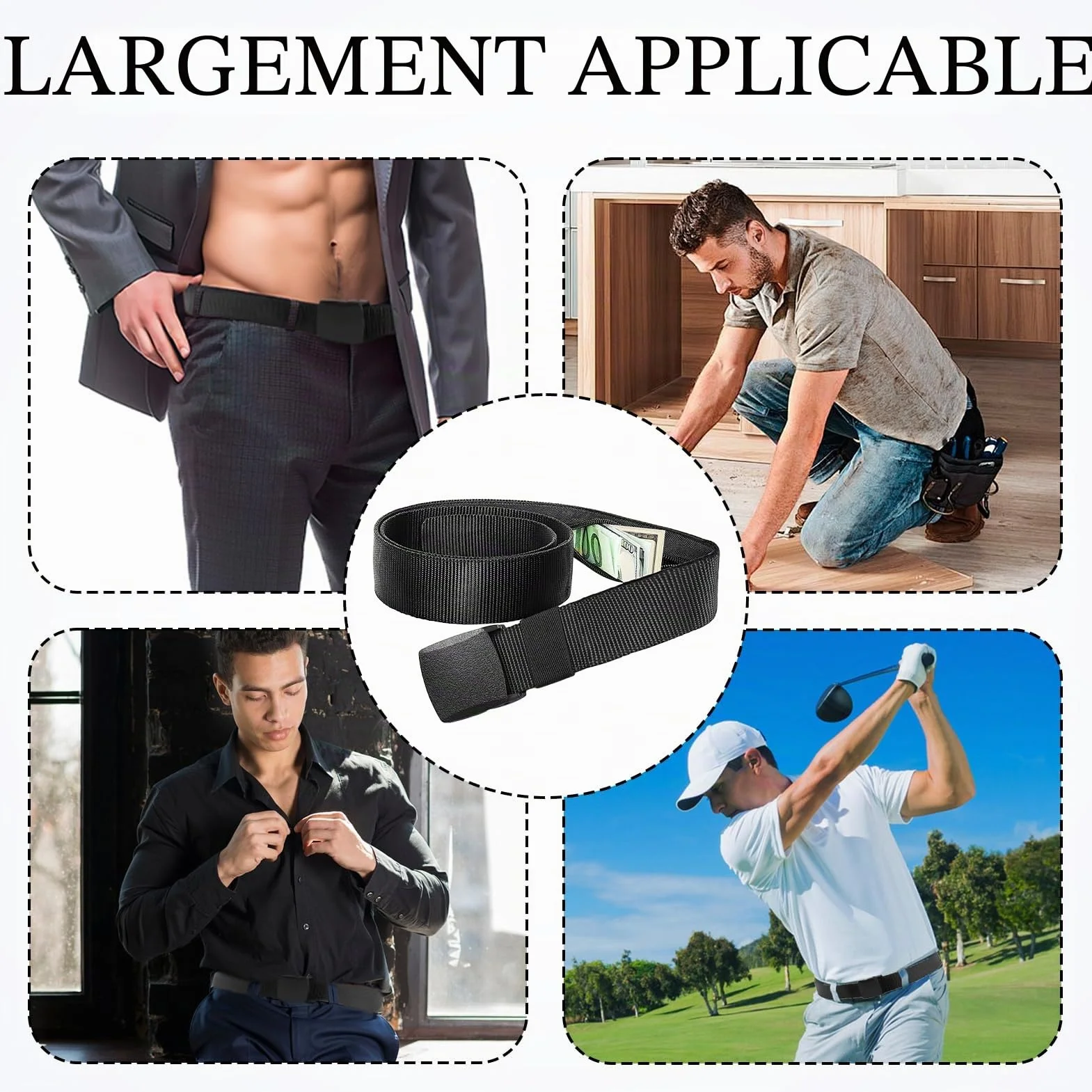 Ceinture de Voyage Porte-Monnaie 120cm Réglable avec Compartiment Secret pour Homme et Femme