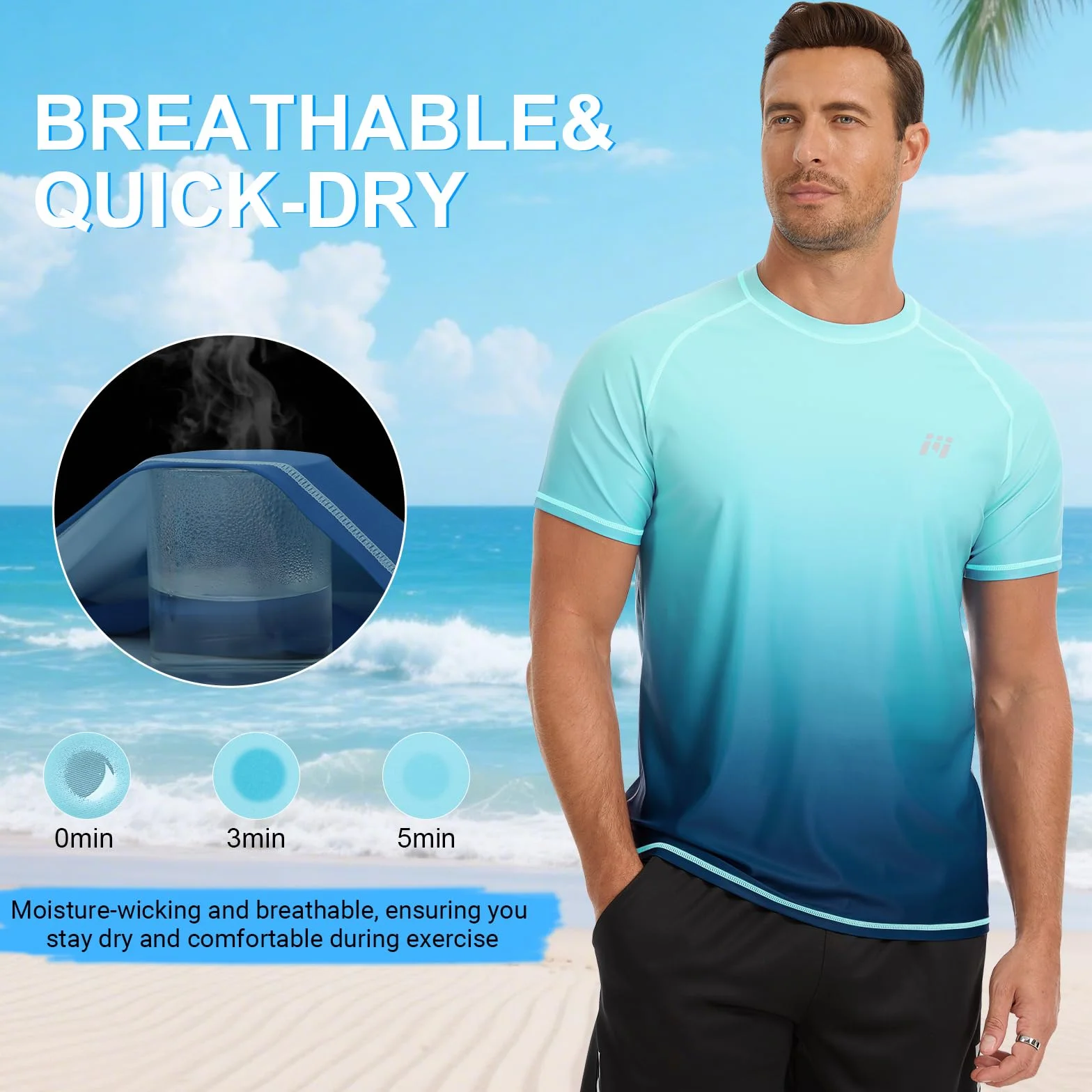 MEETWEE Rashguard UPF 50+ T-Shirt de Natation à Manches Courtes pour Homme - Séchage Rapide - Léger et Respirant