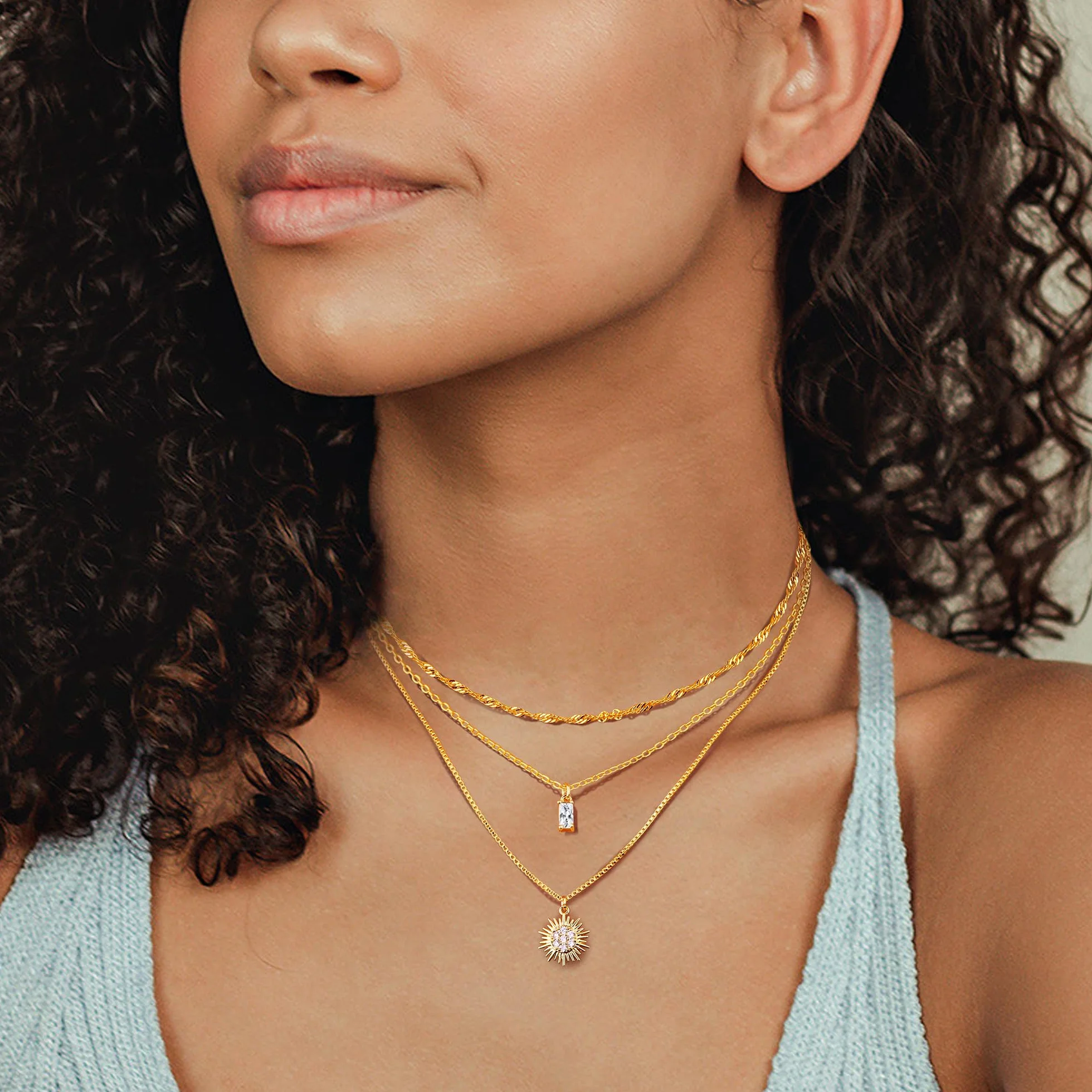 Kakonia Colliers Femmes Or 14K Pendentif Personnalisé Chaîne Délicate Bijoux Tendance Empilés