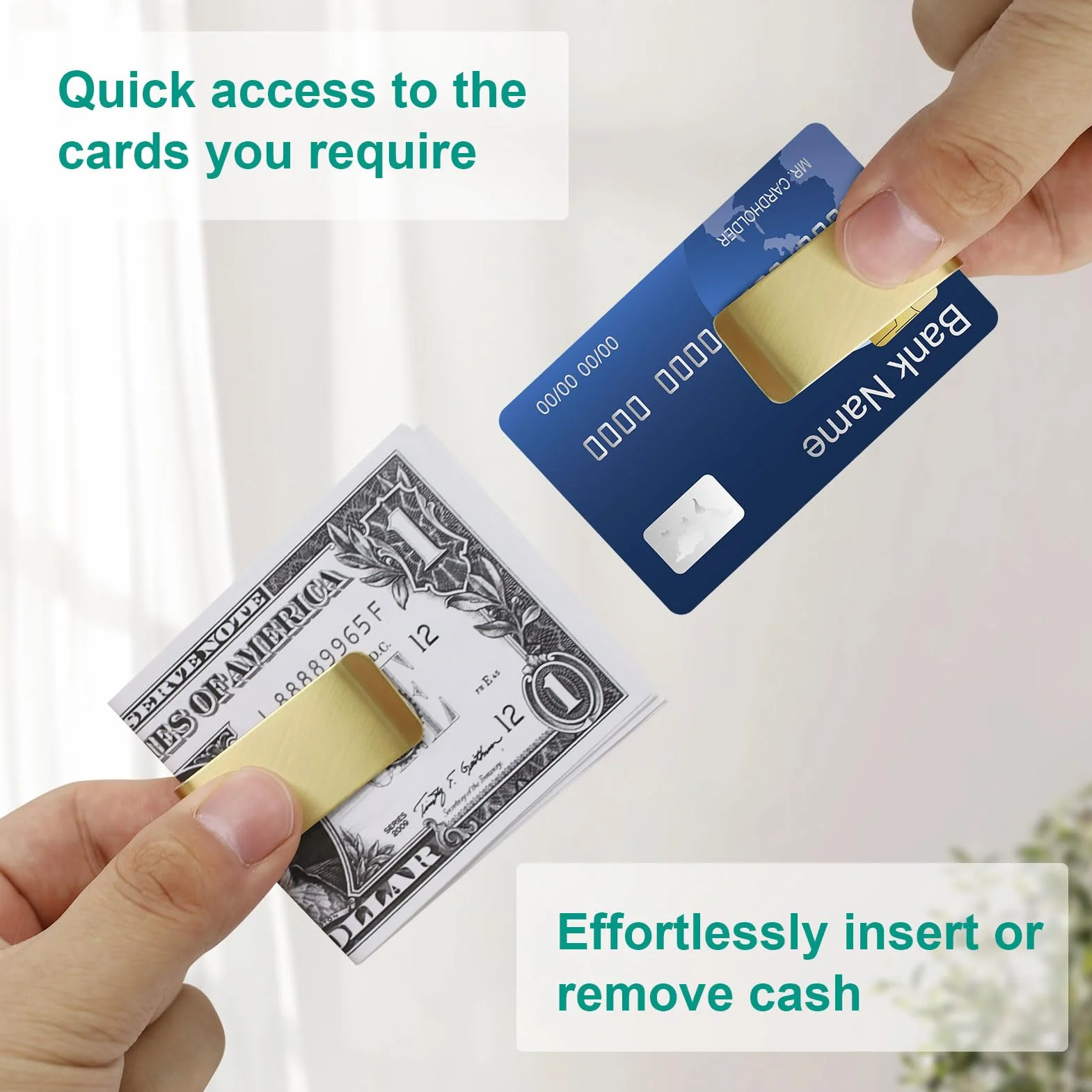 Lot de 4 pinces à billets en acier inoxydable - Pince à billets en métal argent et doré