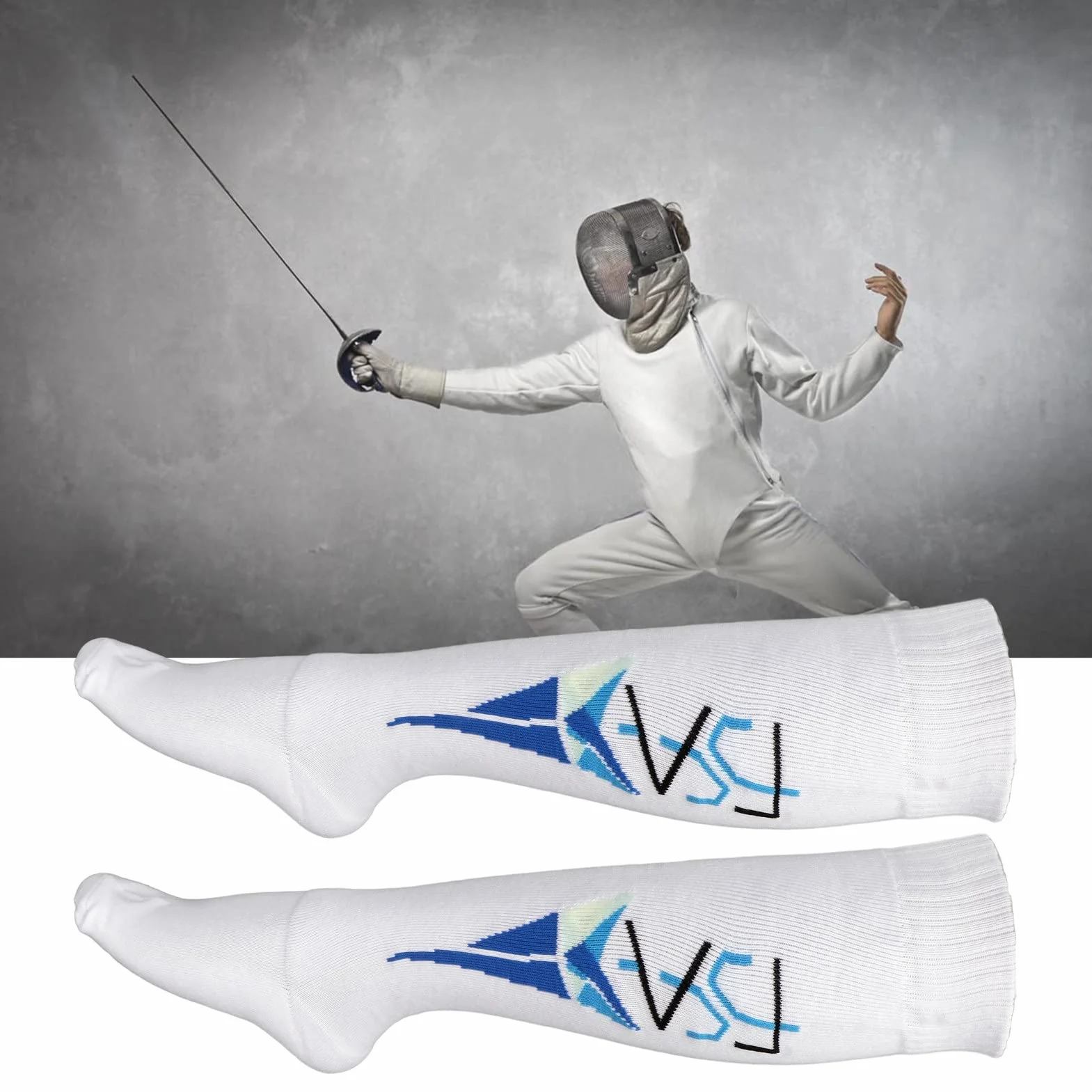 Dilwe Chaussettes d'Escrime Unisexes en Coton Peigné Absorbant Respirant Équipement de Protection