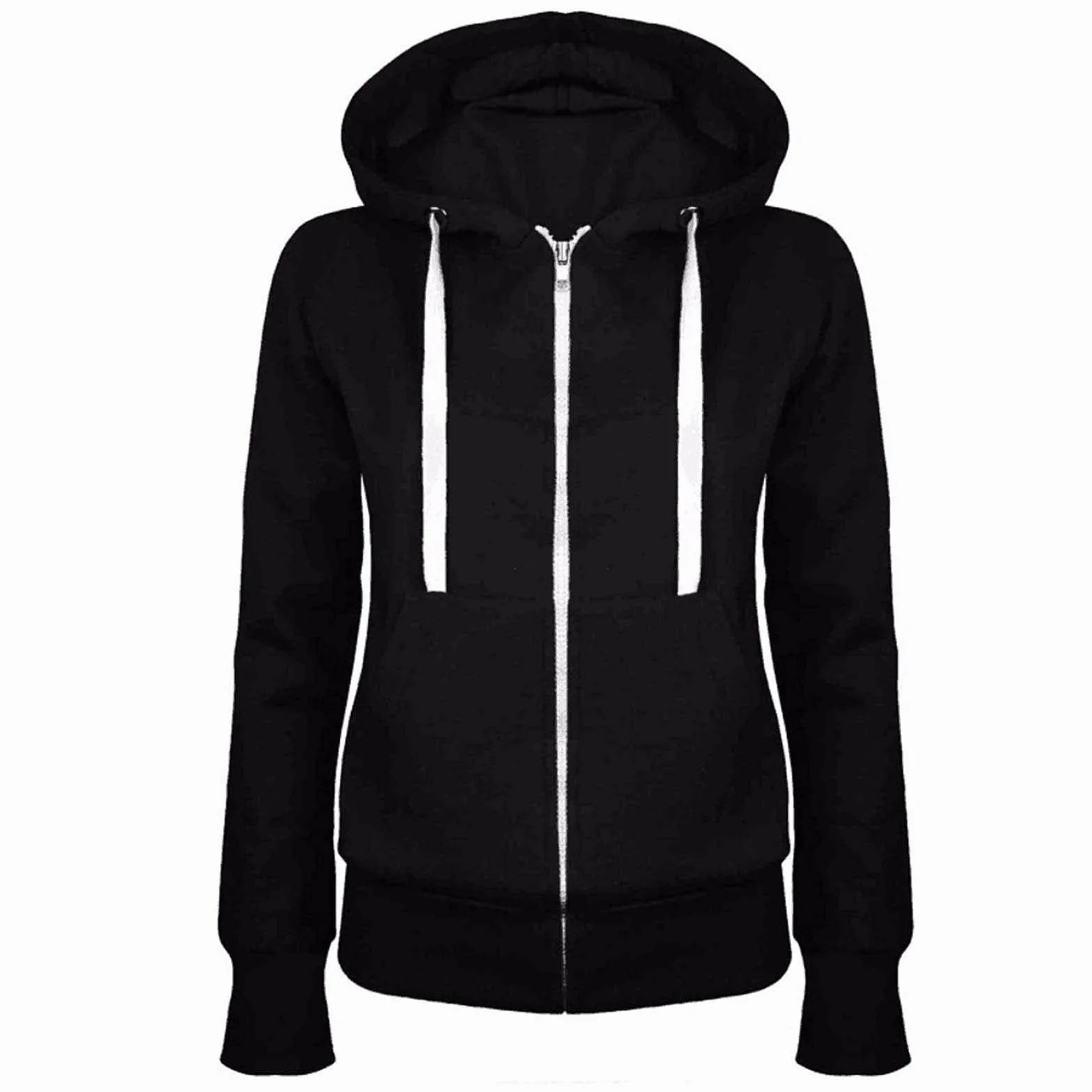 Sweat À Capuche Femme Zippé Veste De Sport Poches Mode Hoodies Casual Manches Longues Couleur Unie Sweatshirt Streetwear Grande Taille Polaire