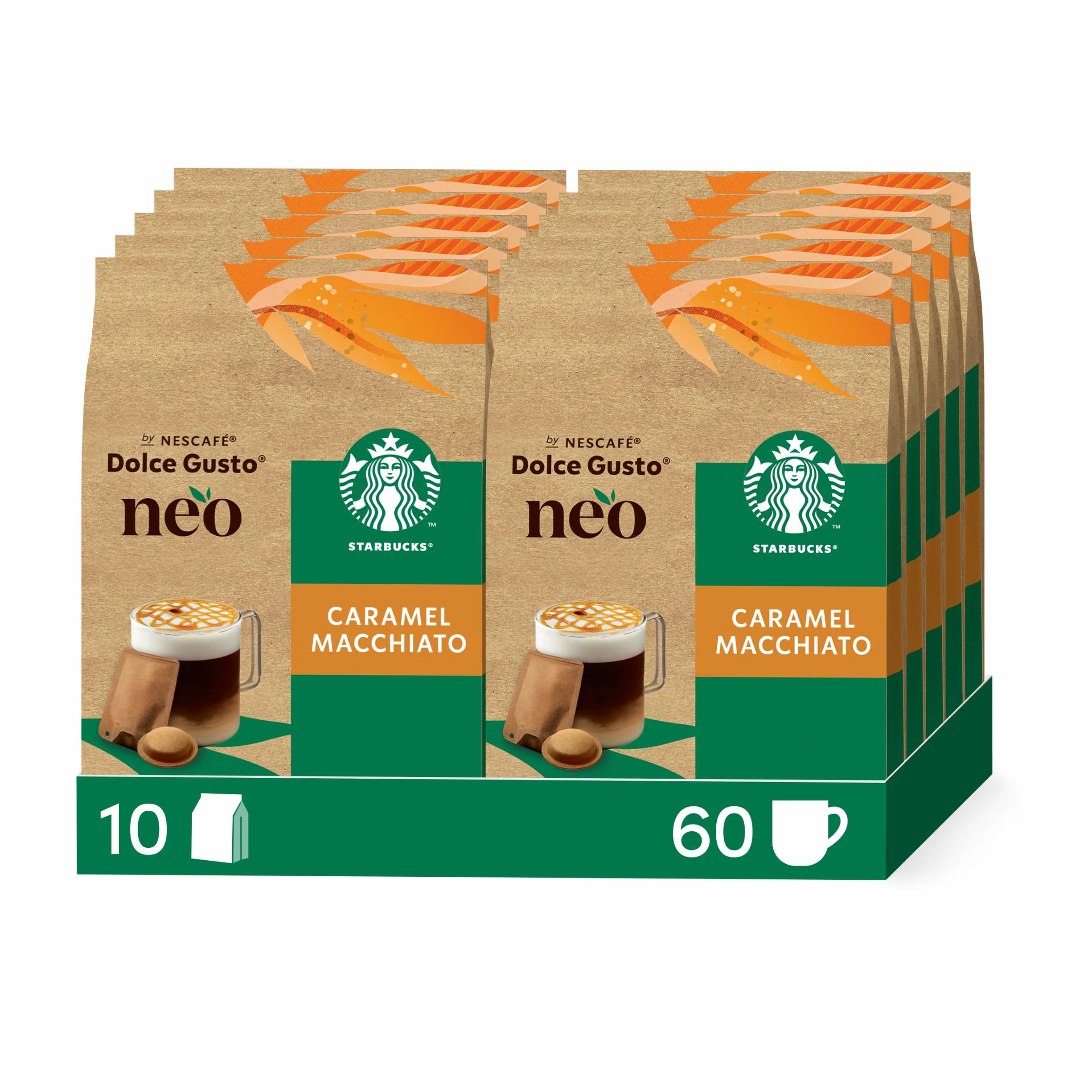 NEO Starbucks® Caramel Macchiato par NESCAFÉ® Dolce Gusto® - 30 Tasses - Compatibles uniquement avec les machines à café NESCAFÉ® Dolce Gusto® NEO (Pack de 5)