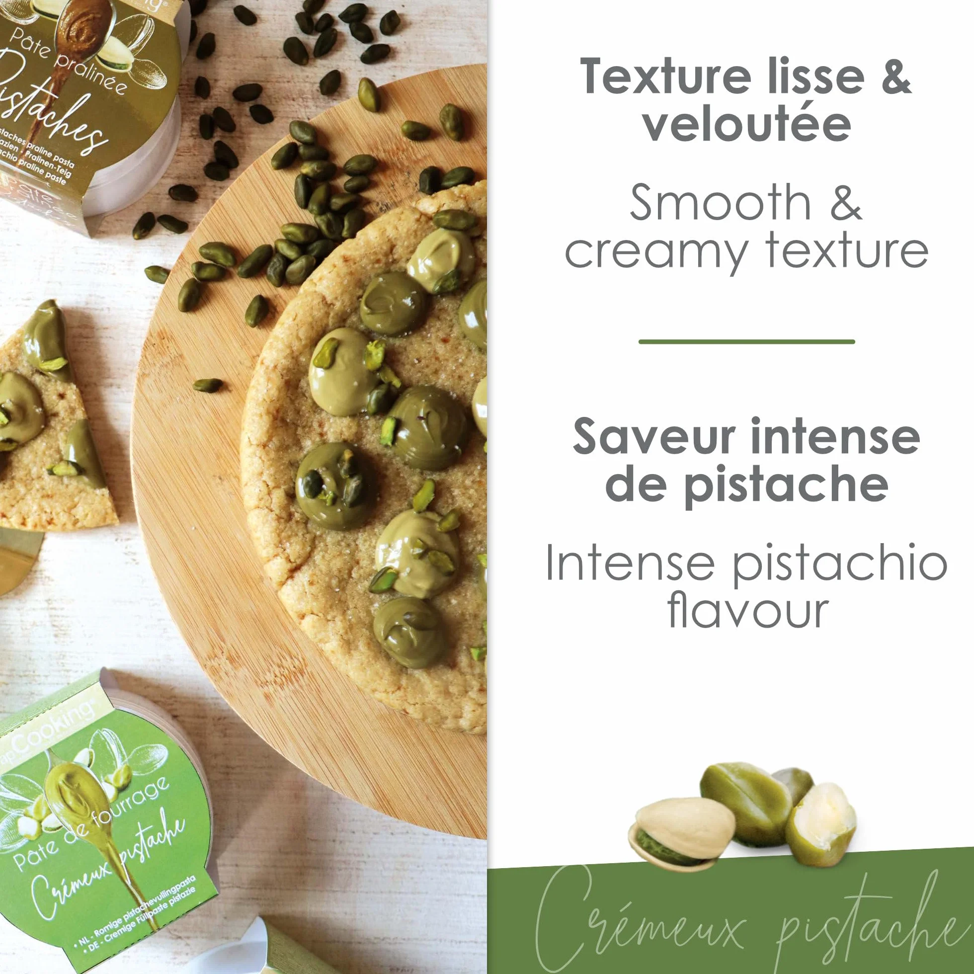 ScrapCooking - Pâte de Fourrage Crémeux Pistache 200 g - Pour Fourrer Tablettes, Éclairs, Macarons, Gâteaux, Bûches de Noël, Cookies, Cheesecakes & Pâtisseries - 4638