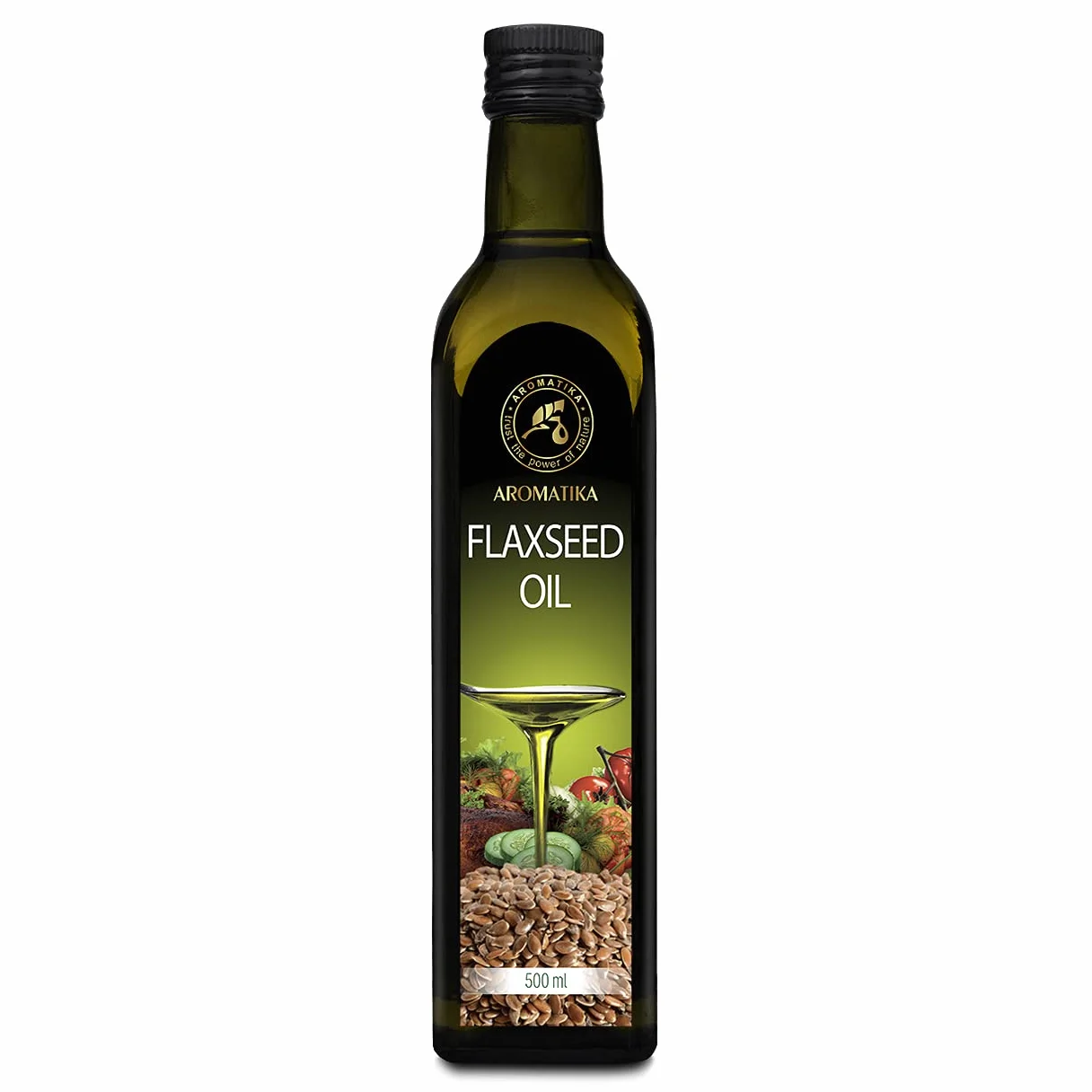 Huile de Lin 500ml - Huile de Graines de Lin Culinaire - Végétalien Pressé à Froid Vierge - Huile de Cuisine Alimentaire - Huile Comestibles pour Salade, Vinaigrettes, Assaisonner Entrées & Plats