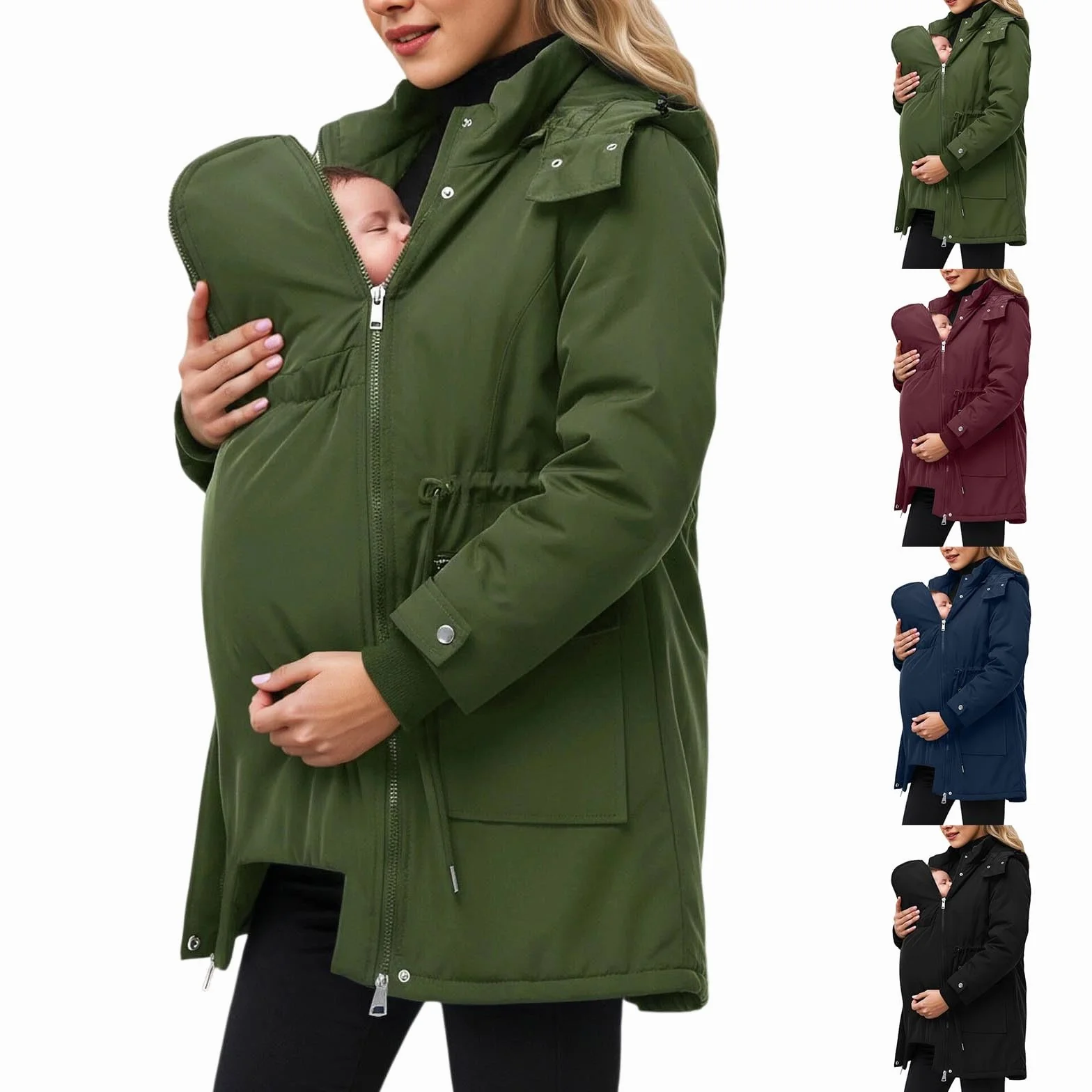 Veste de portage d'hiver pour femme 3 en 1 avec insert bébé imperméable
