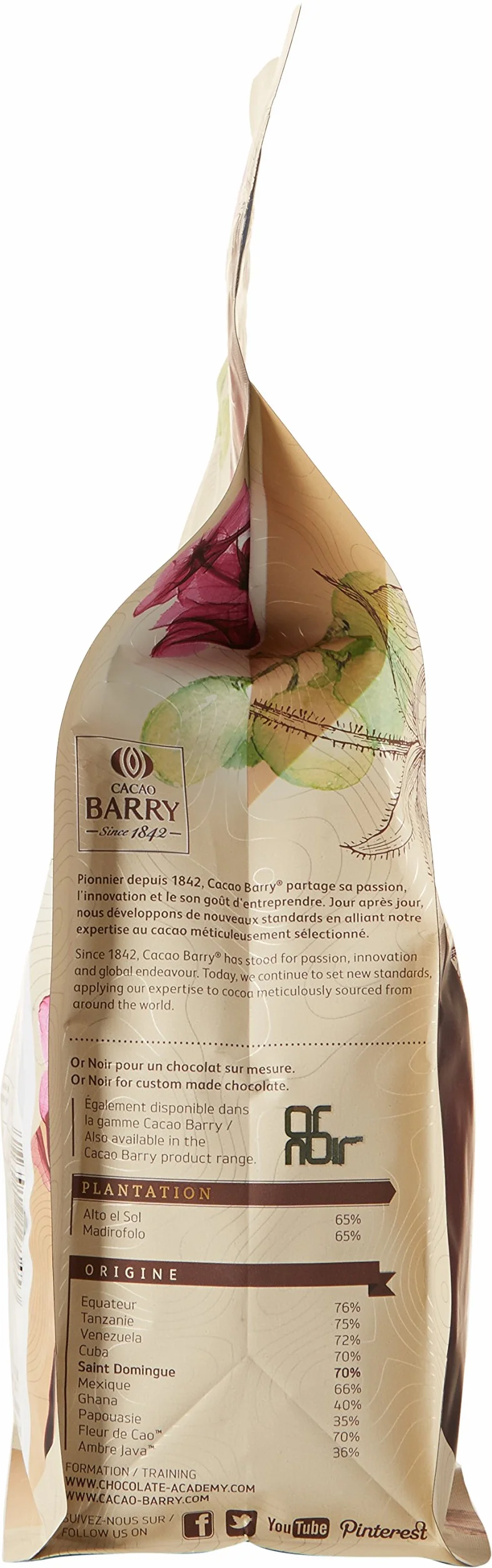 CACAO BARRY CHD-Q70SDO-2B-U73 - 70% Min Cacao Chocolat Saint Domingue Pistoles 1 kg