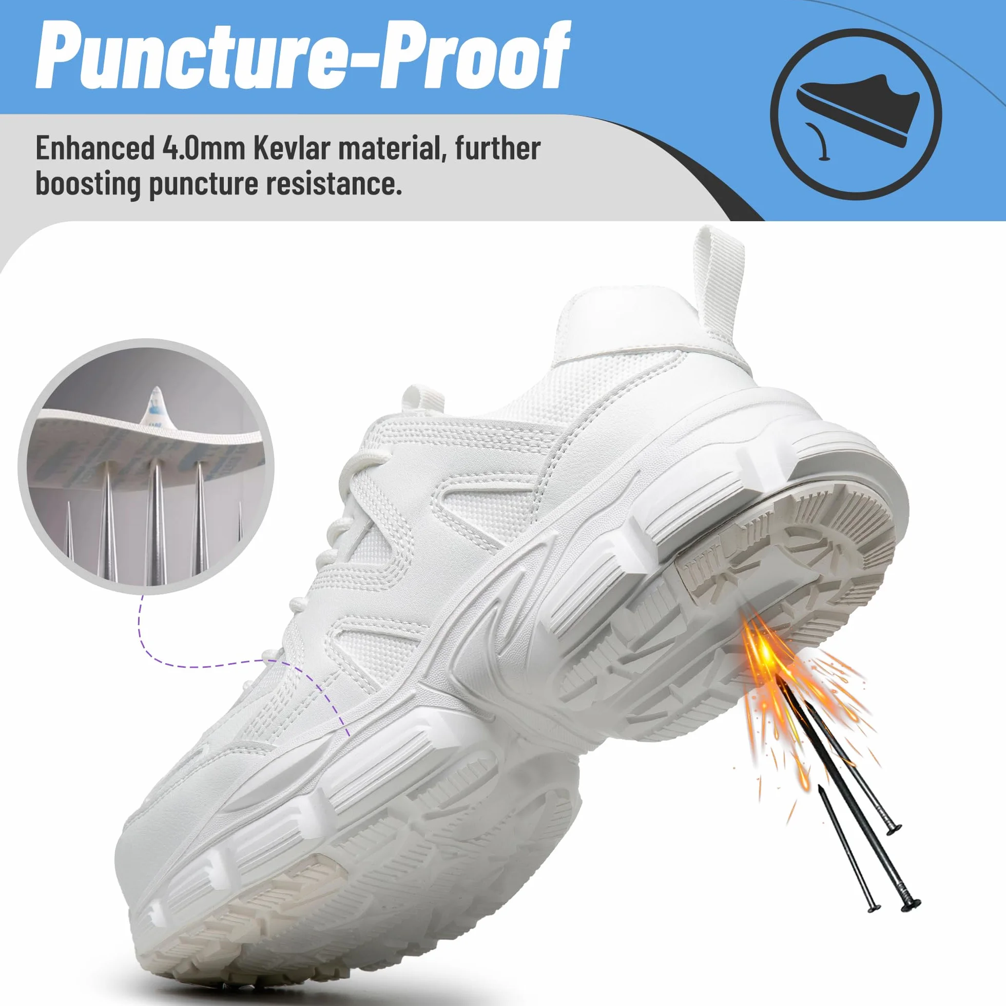 KOIFISH Chaussures de Sécurité Femme Antidérapante Embout Acier Respirante