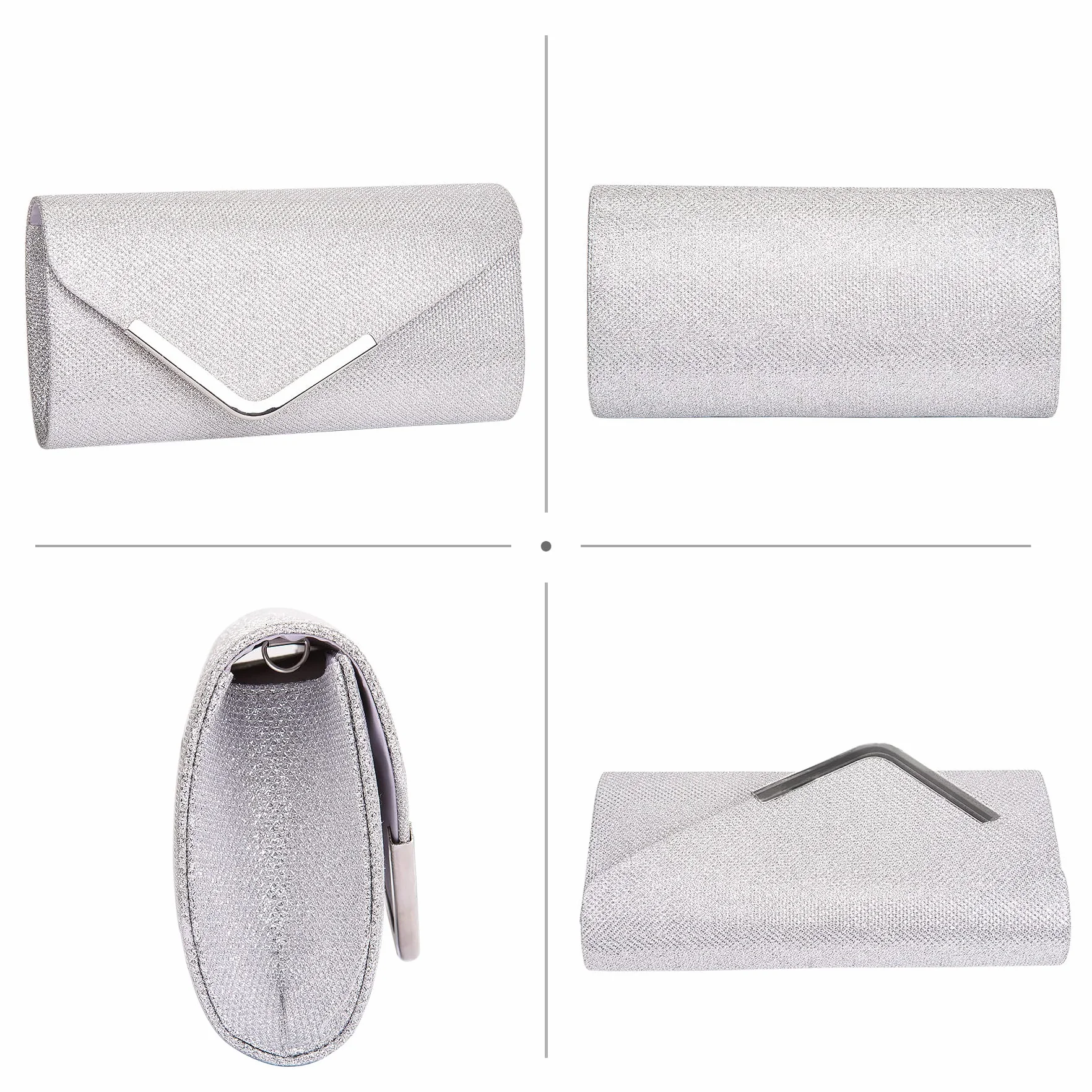 Larcenciel Sac à Main Bandoulière Paillettes Argenté Femme Soirée Mariage