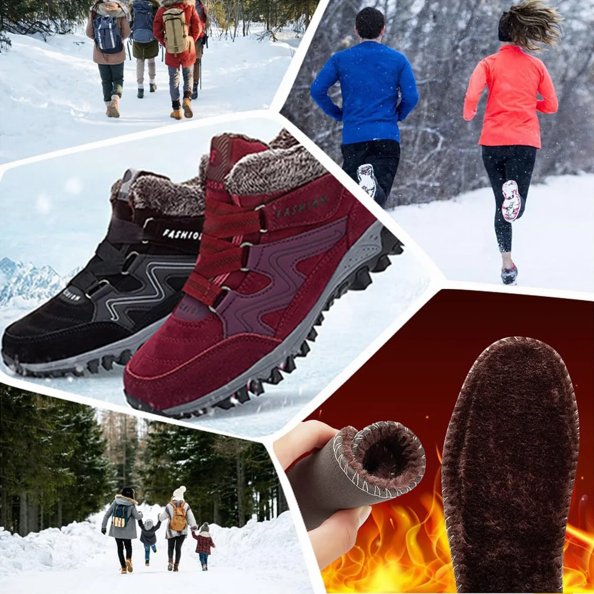 Bottes Hiver Fourrure Femme Homme Chaudes Antidérapant Neige Randonnée