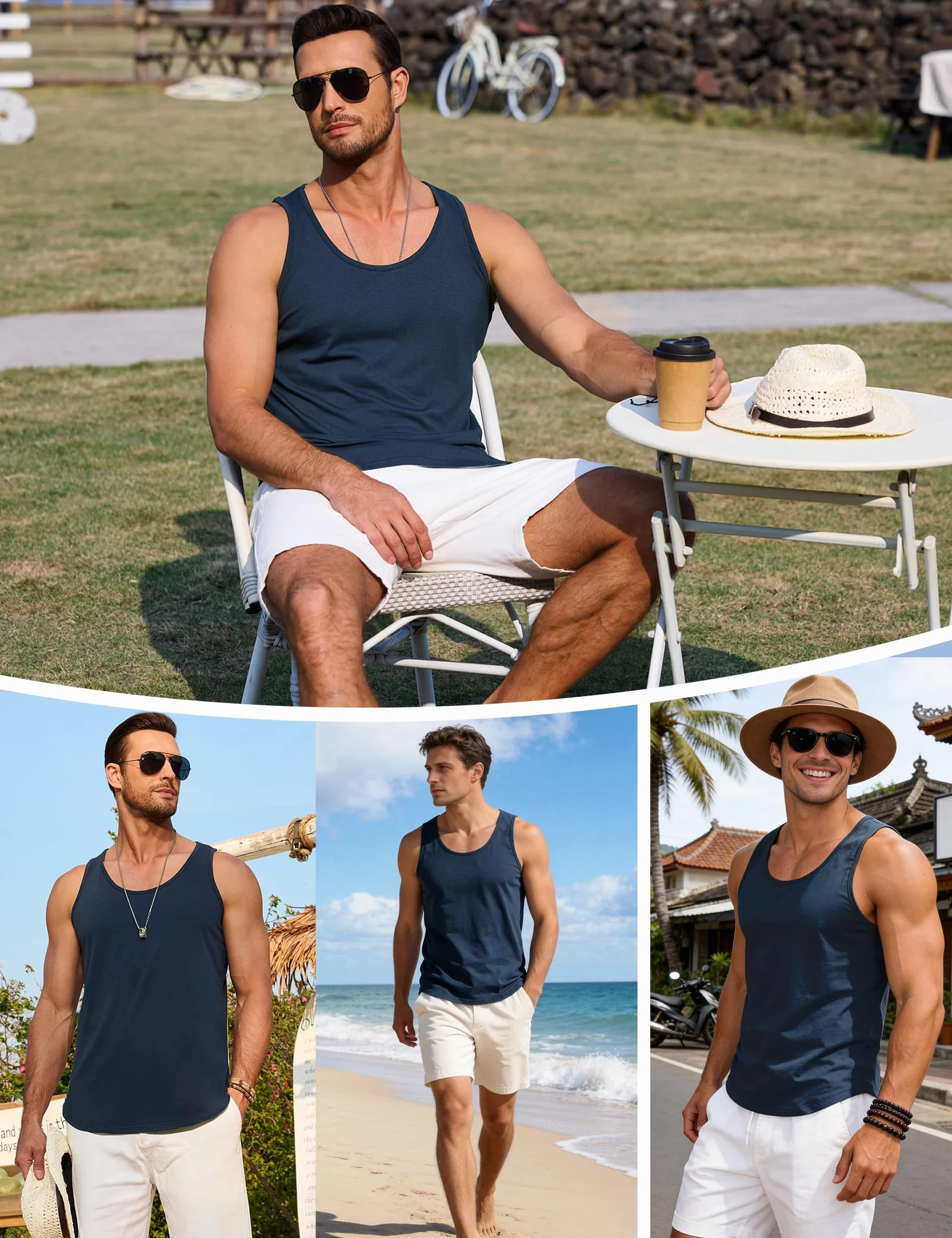 Débardeurs Homme Basic Tank Top Entraînement Sportif Gym Shirt sans Manches Muscle T-Shirt pour Sport Running Fitness