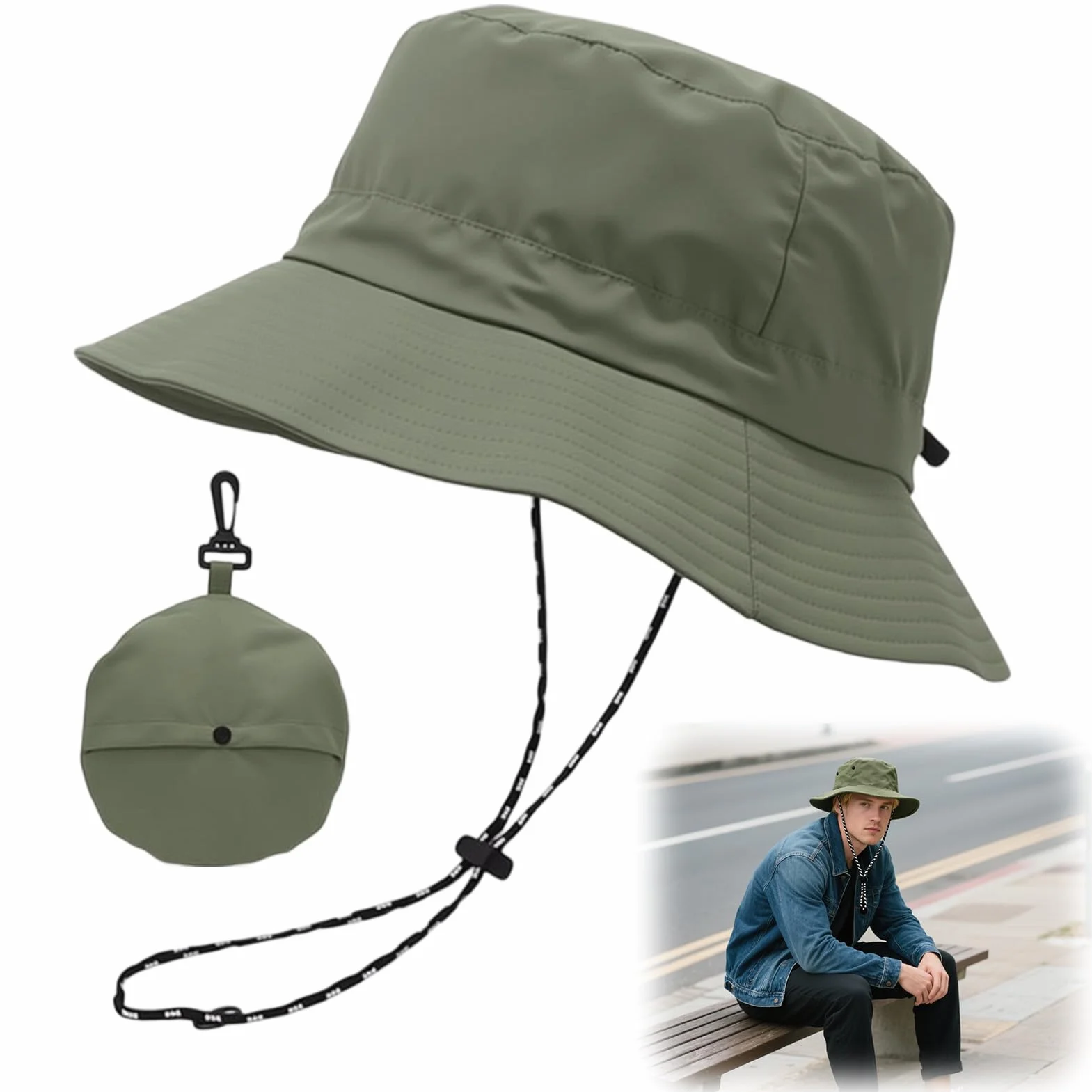 Chapeau Anti UV Homme Vert Armée pour Alpinisme Randonnée Pêche Plein Air