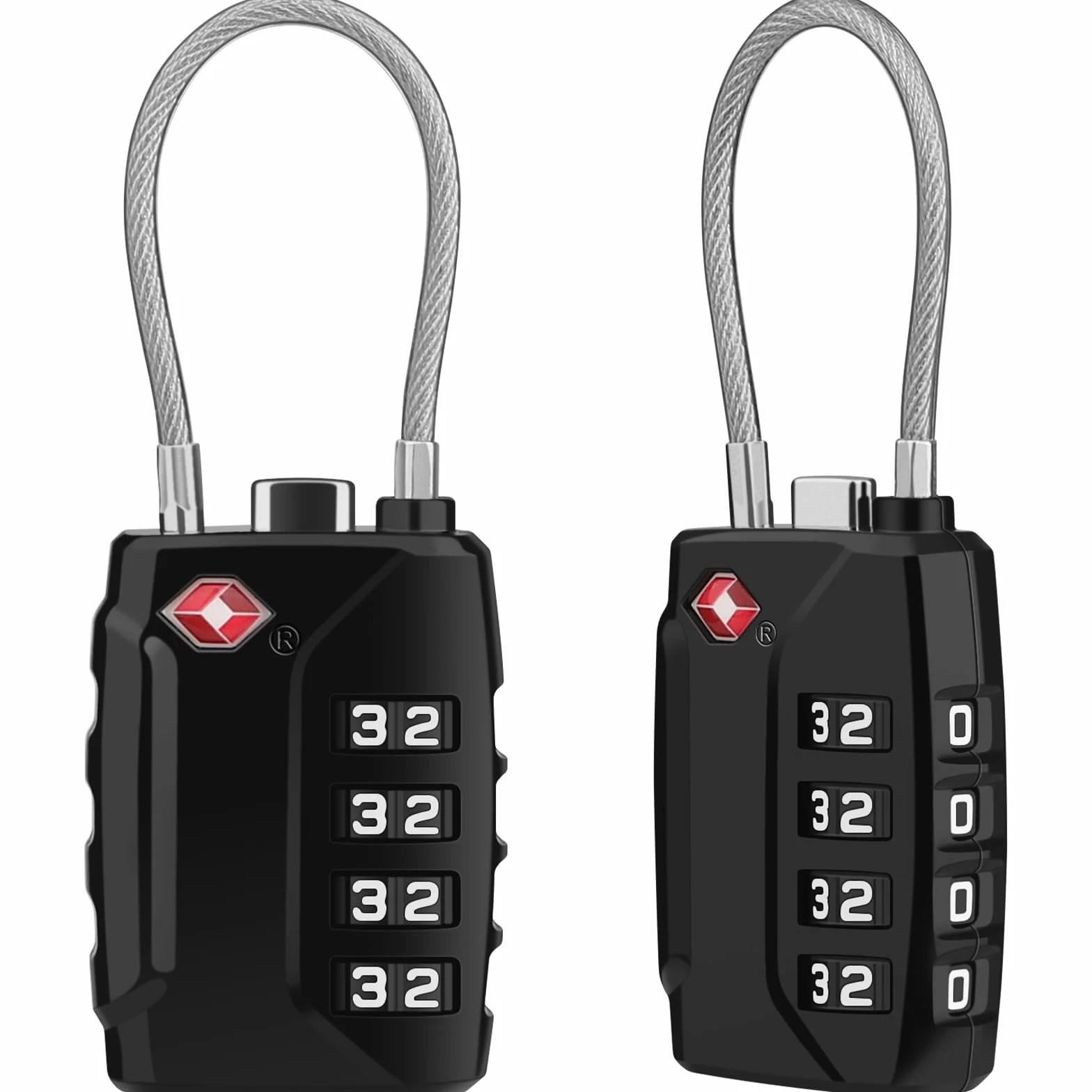 Serrure à Bagages TSA Lot de 2 Cadenas à Code 4 Chiffres Valise Combinaison Noir