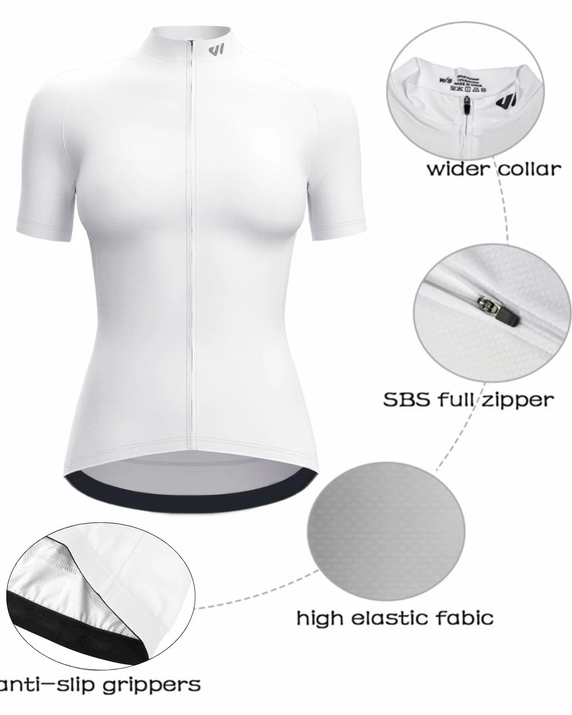 Lo.gas Maillot Cyclisme Femme Manches Courtes Respirant Poches Arrière