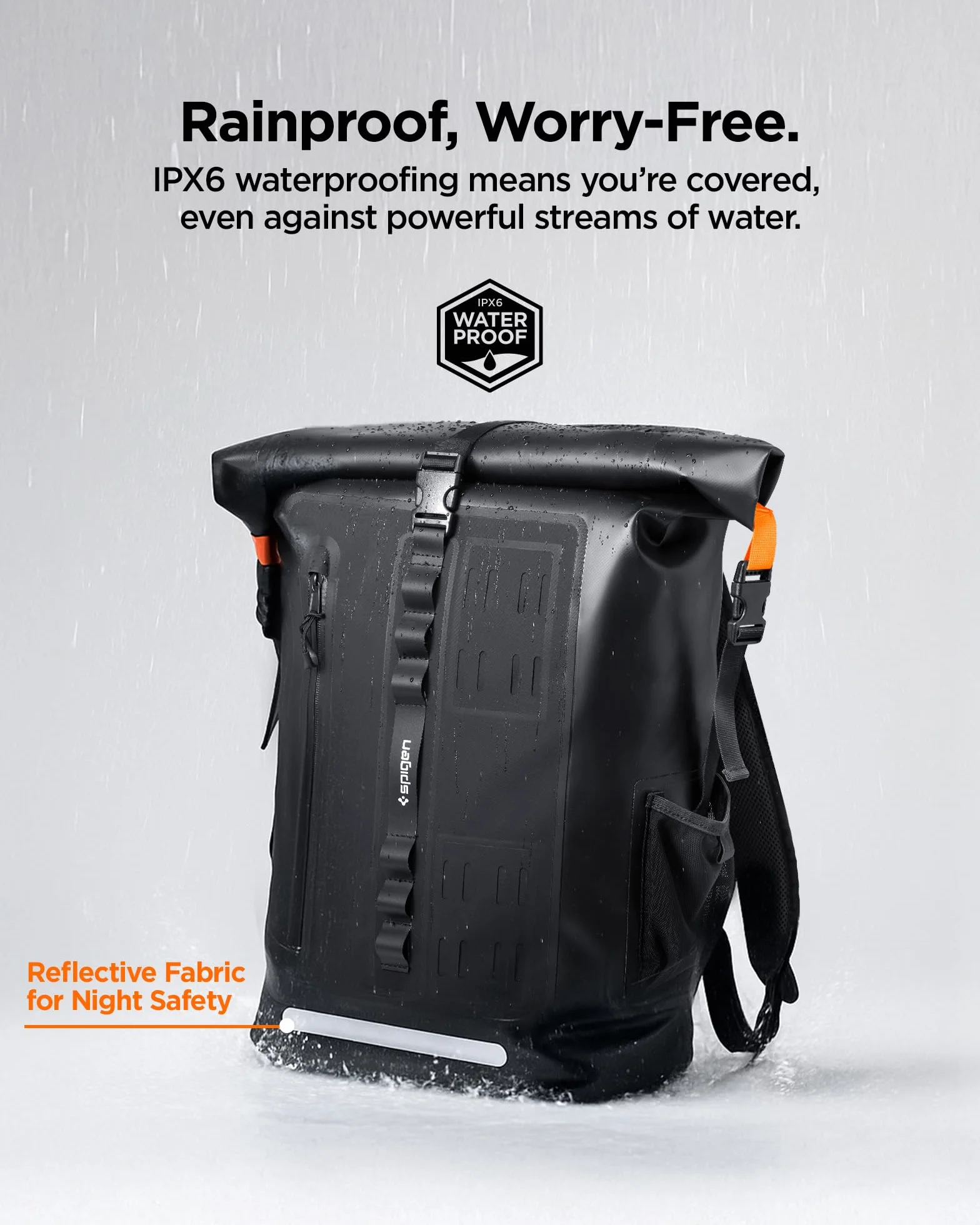 Spigen Aqua Shield A650 Sac à Dos Étanche IPX6 Compatible Ordinateur Portable 16 Pouces Dos Ventilé Noir