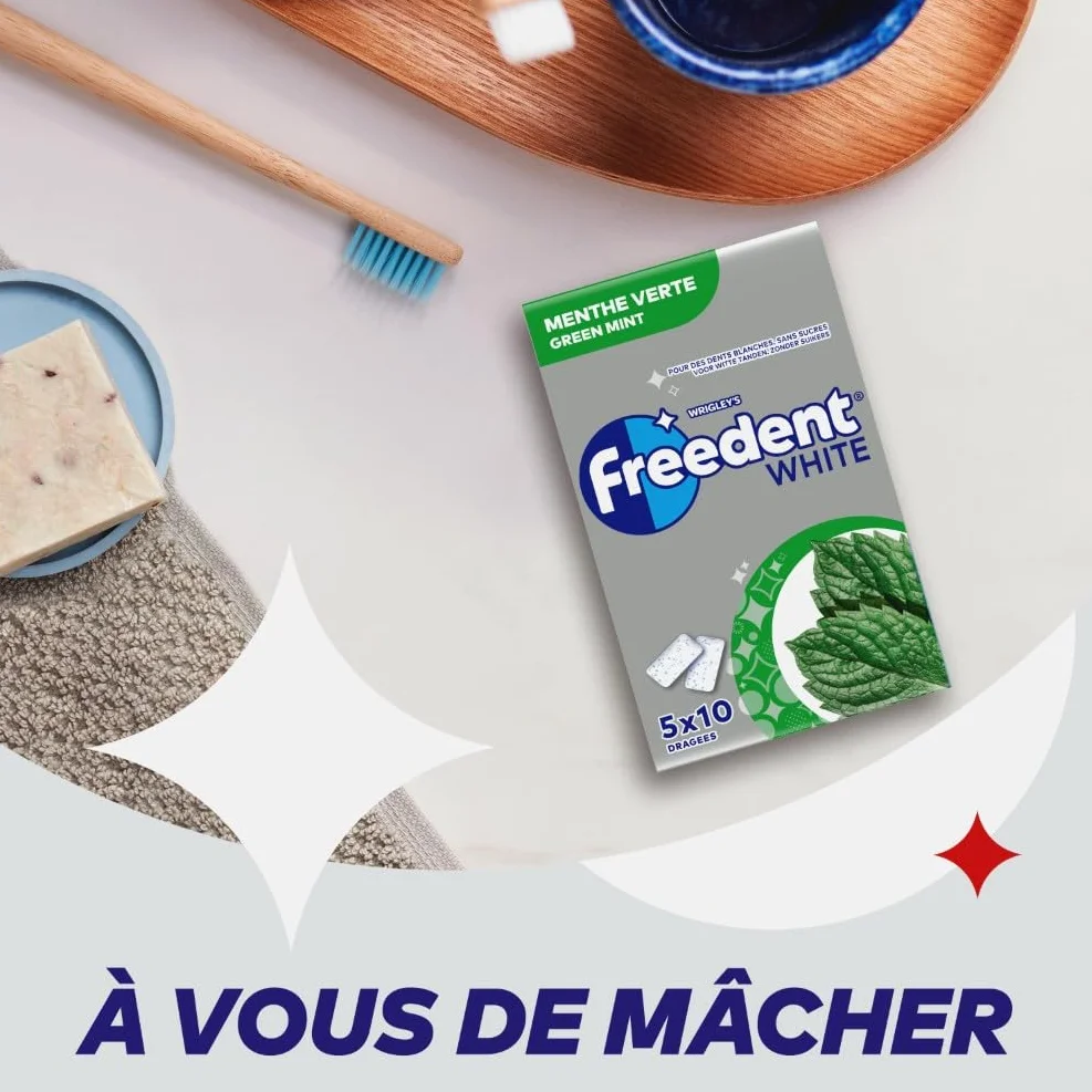 FREEDENT WHITE Guma do żucia bez cukru mięta 5 opakowań 70g