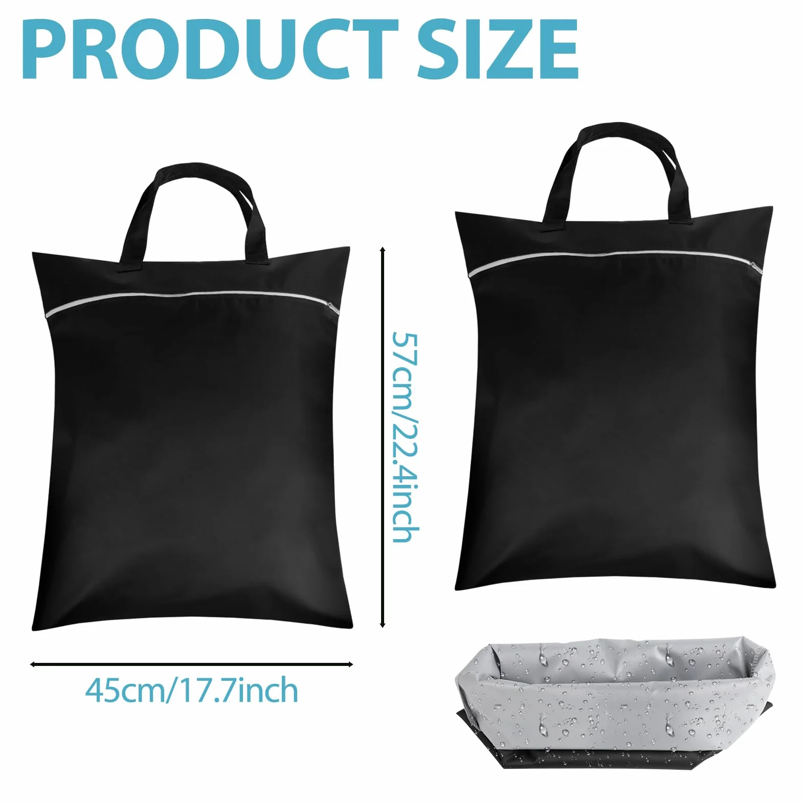 Sac a Linge Sale Voyage Impermeable 45x57 cm Pliable pour Vetements Mouilles Maillots de Bain Voyage Sport Gym