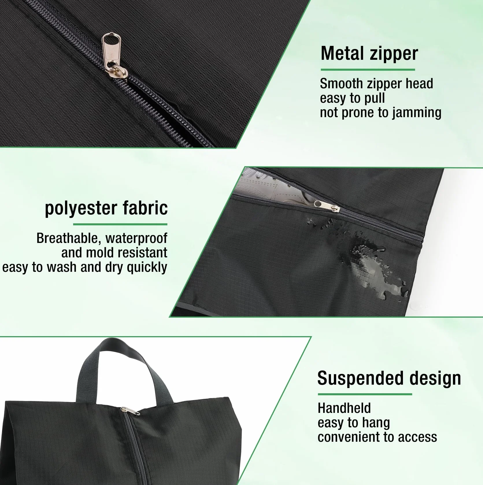 Sacs à Chaussures de Voyage Imperméables pour Valise – Pochettes de Rangement Élégantes et Résistantes à la Saleté, Noir (2)