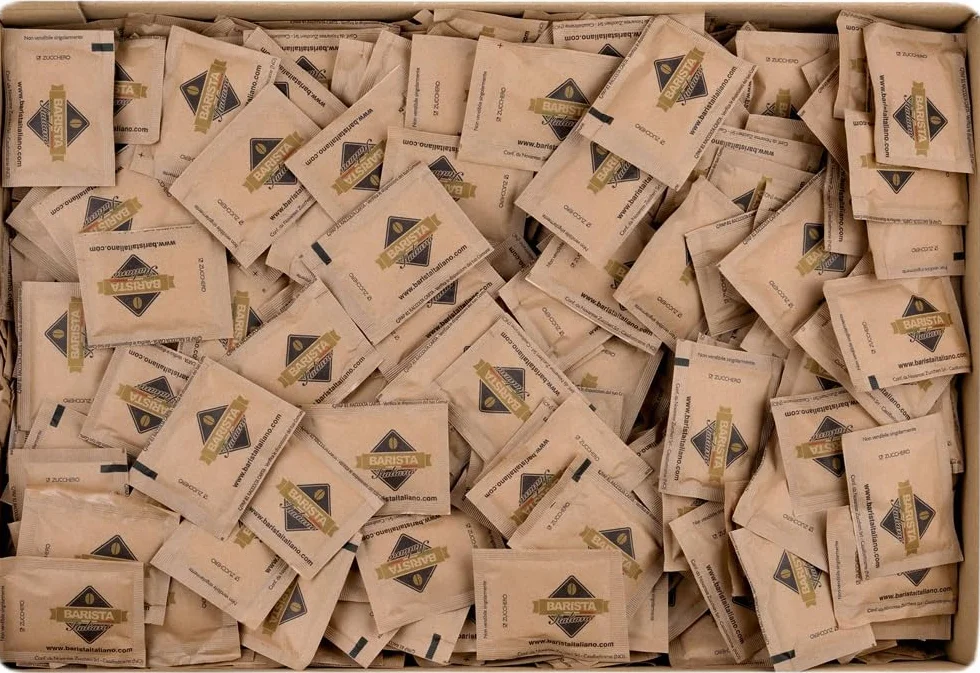 Barista Italiano - 1000 Sachets de Sucre de Canne de 4g | Sucre de Canne en doses individuelles