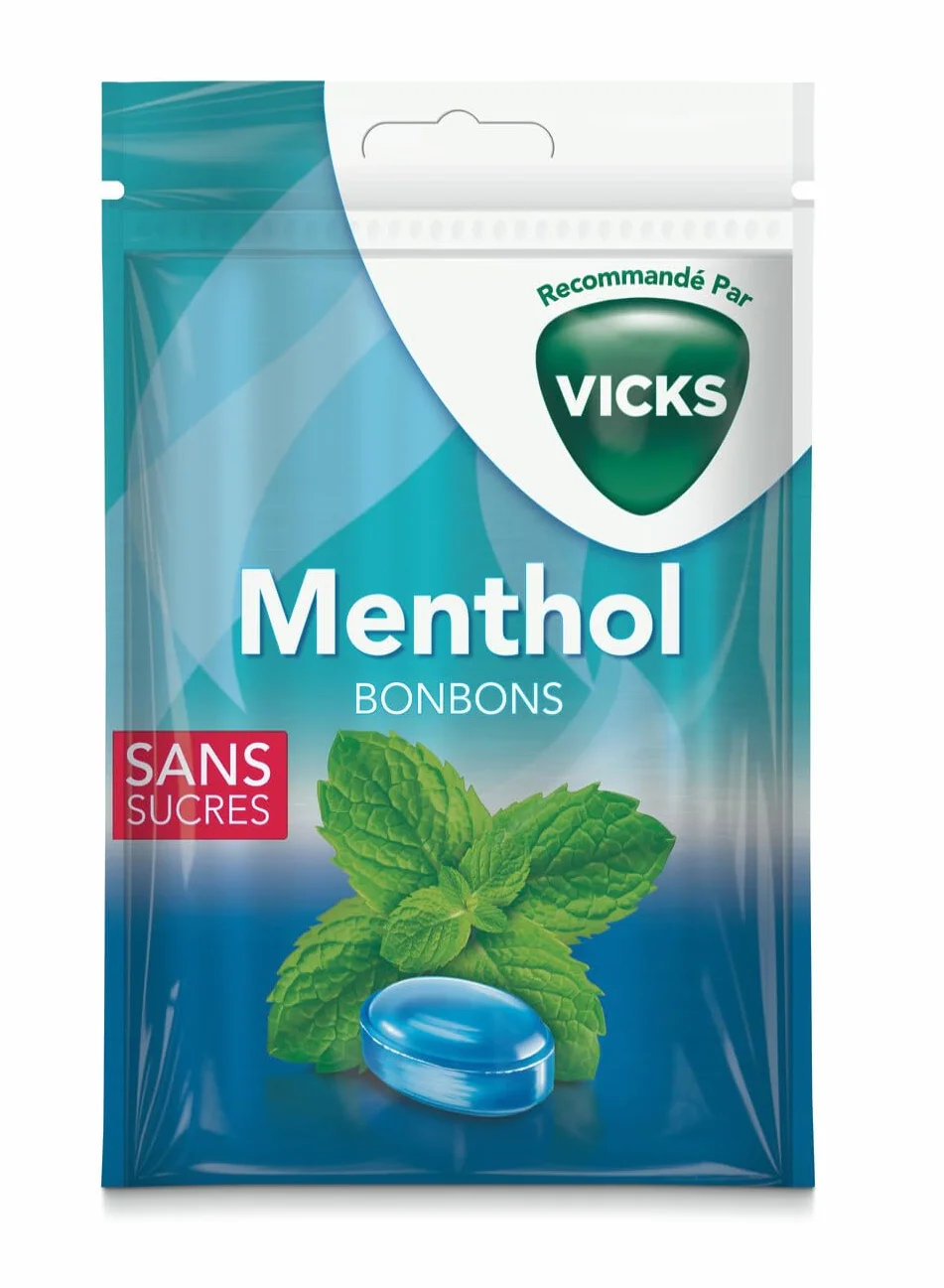 VICKS Menthol Bonbons Sans Sucres Vegans 72g