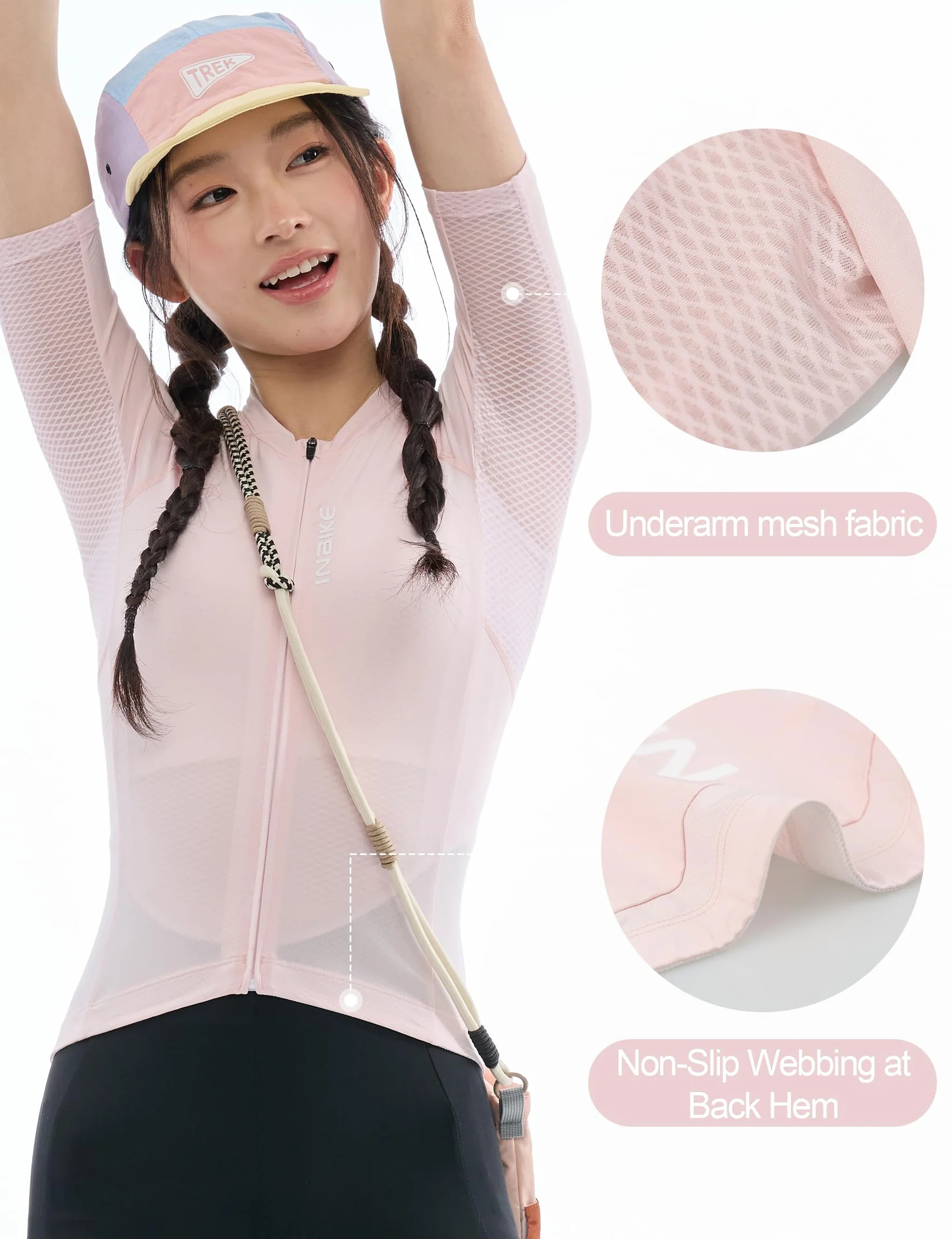 INBIKE Maillot Cyclisme Femme Haut Vélo Respirant 3 Poches Arrière Séchage Rapide