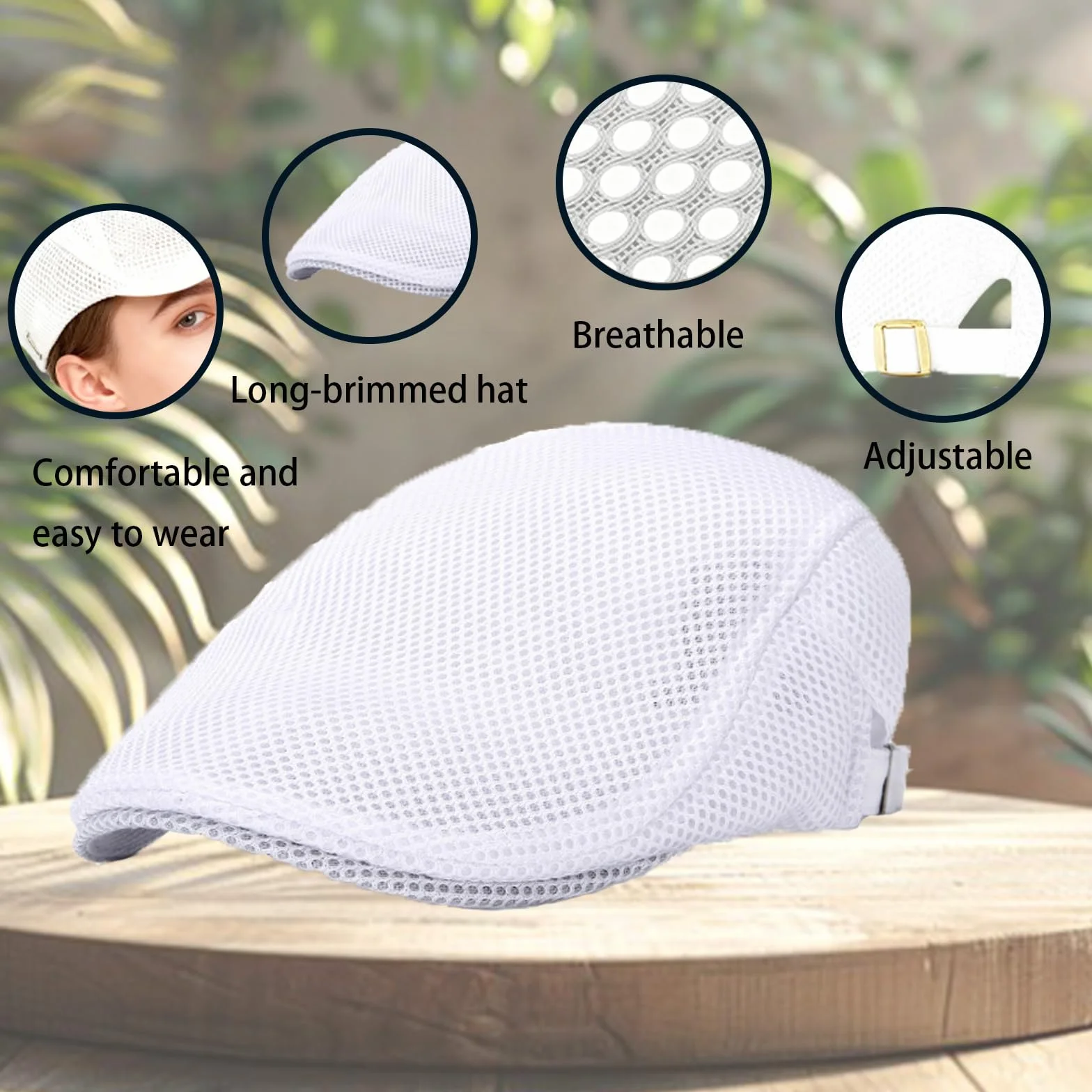 Casquette Beret Homme Ete Blanche Acrylique Respirant Confortable