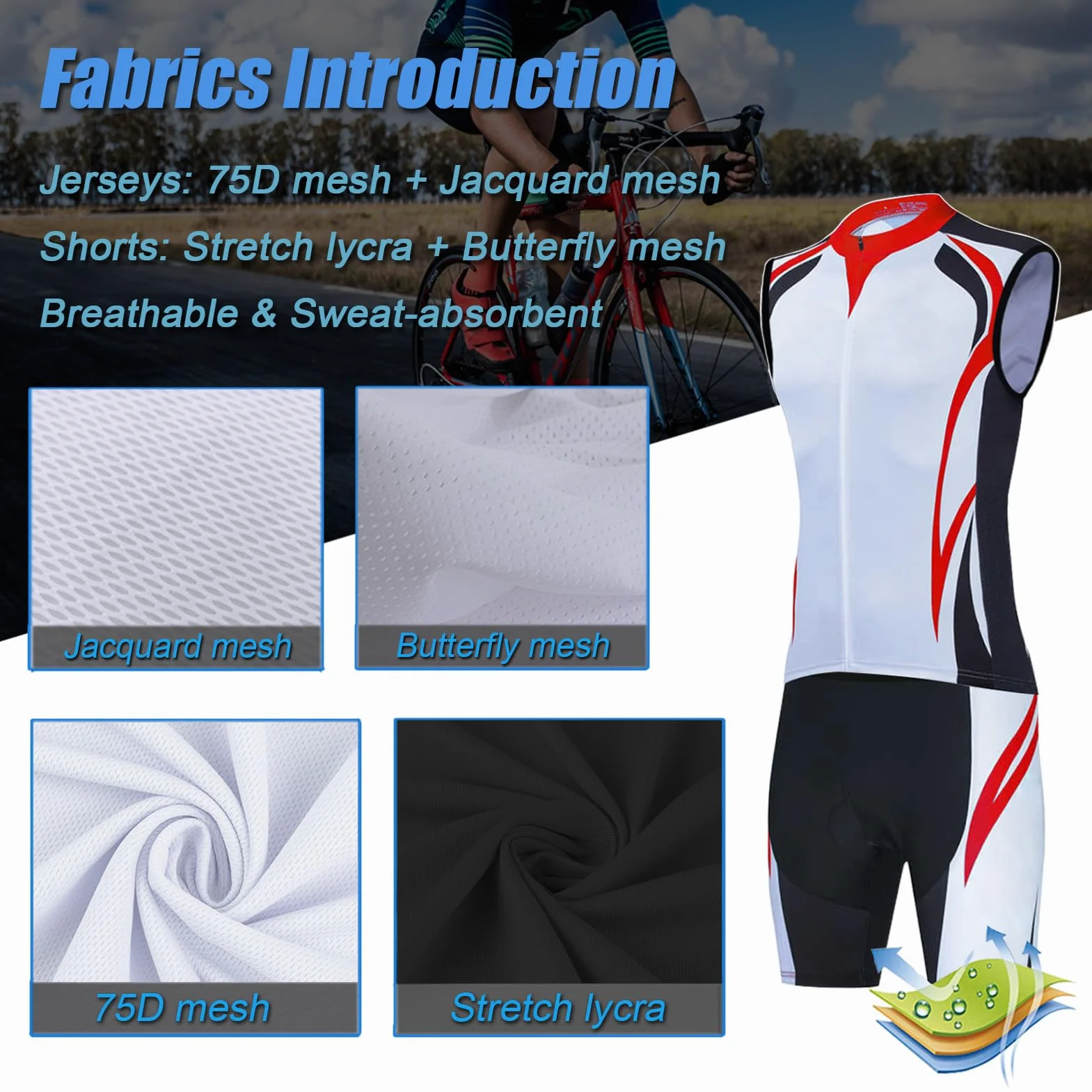 Maillot Cyclisme Femme Été sans Manches MTB Gilet Cuissard Bretelle 9D Coussin Gel Ensemble Cycling Sleeveless Respirant Séchage Rapide