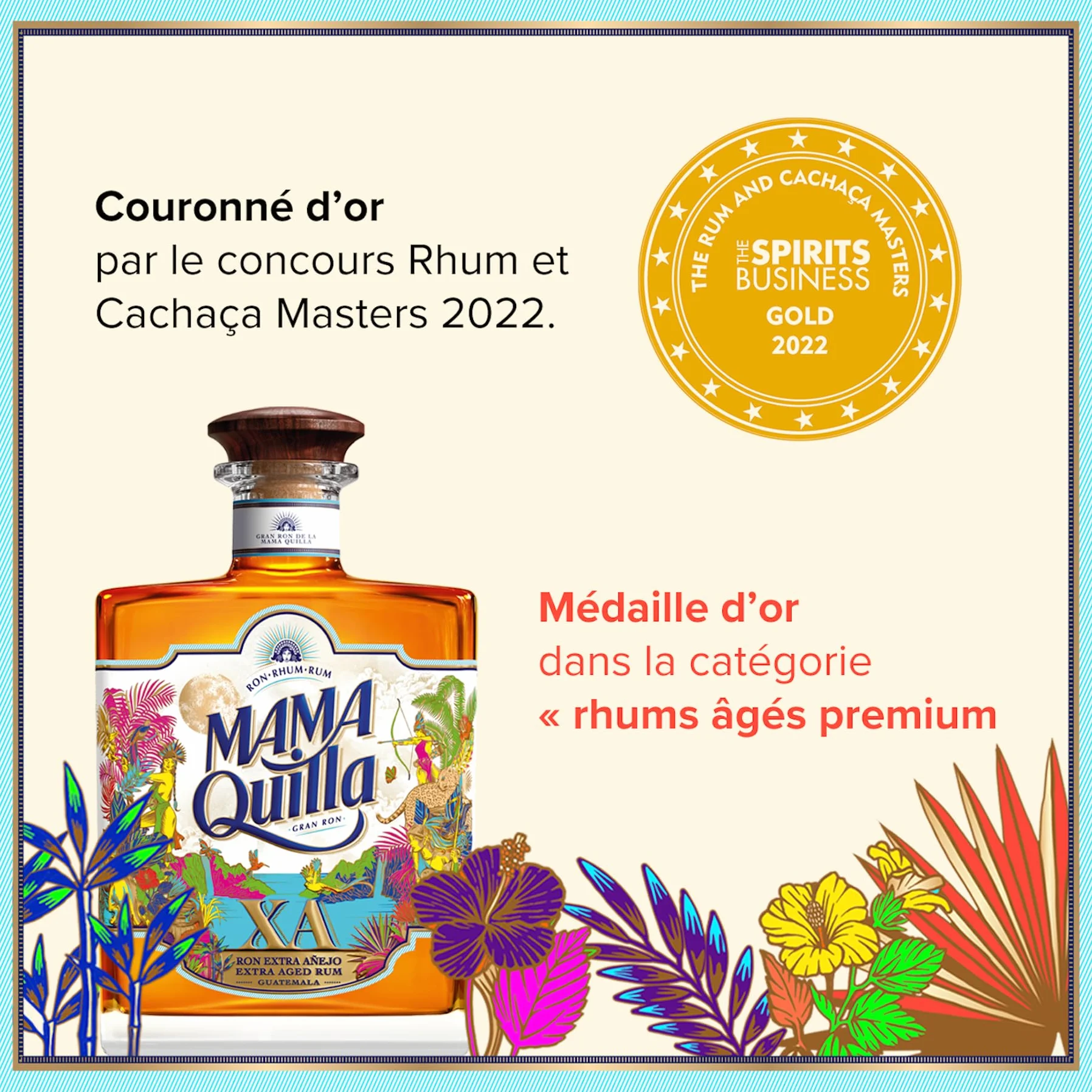 MAMA QUILLA - Rhum Vieux XA - Médaille d’or Rum & Cachaça Masters 2022 - 40 % Alcool - Origine : Guatemala - Bouteille de 70 cl
