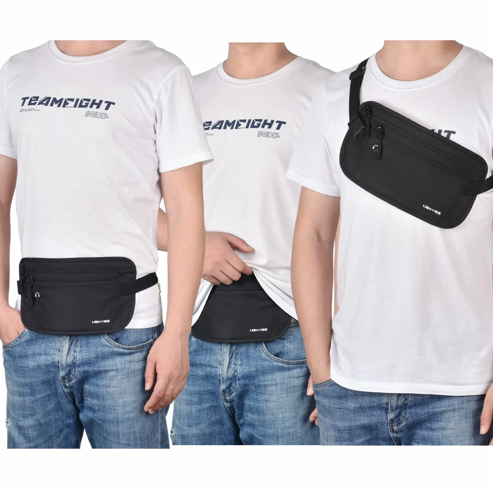 Ceinture de Voyage RFID-Blocage Noir Sac Banane Plate