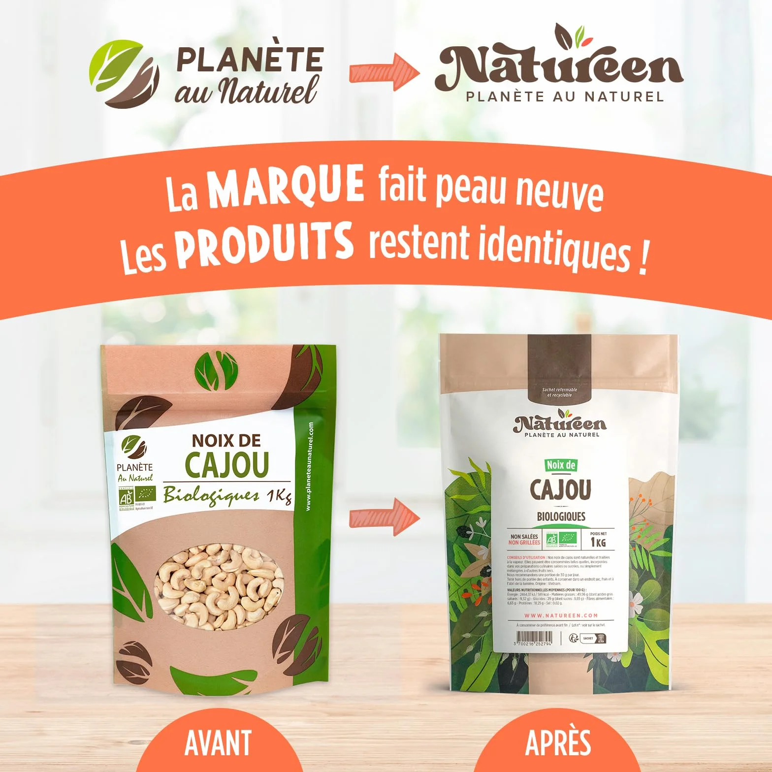 Noix de Cajou Bio 1 kg - Décortiquées - Non Salées - Non Grillées