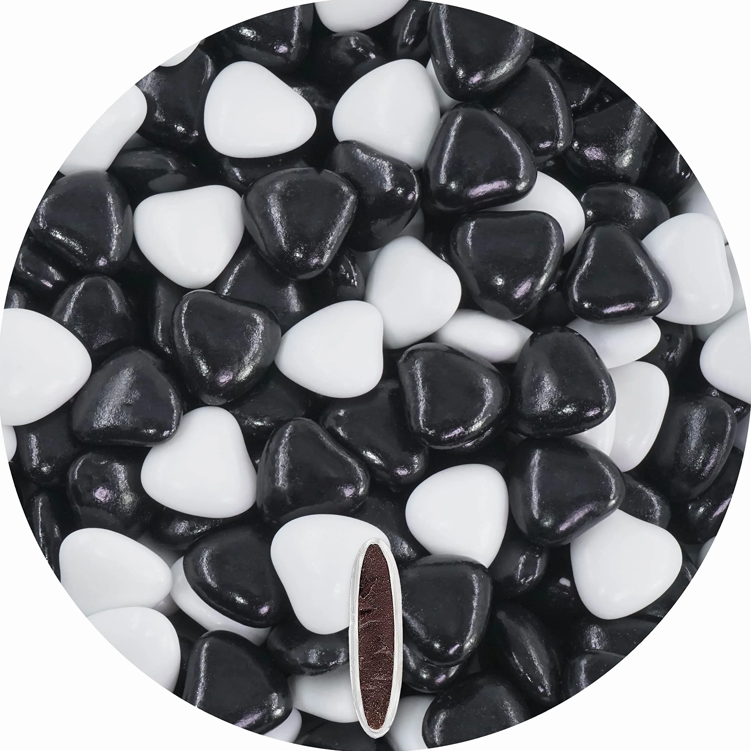 EinsSein 1kg Dragees mariage au chocolat cœur Mix médium blanc-noir brillant dragées baptême communion amandes feter et recevoir fêter de fete couleur pas cher aux bombe tag voir mes etui contenant