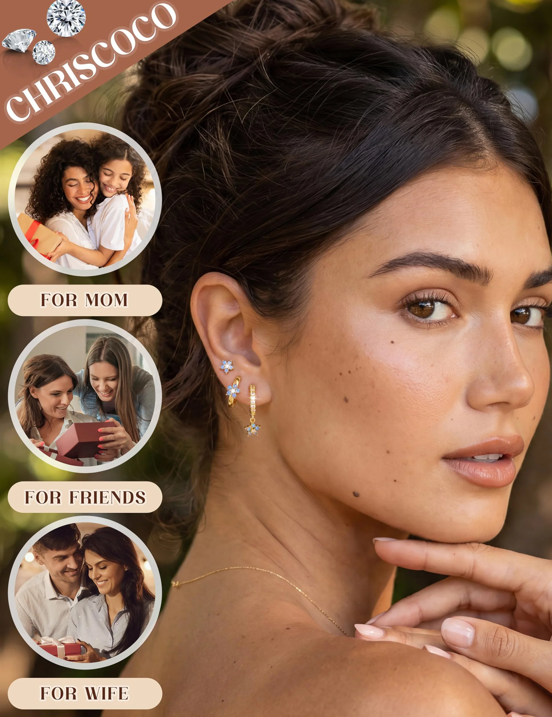 Boucles d'oreilles Femme Acier Inoxydable Creole Argent Plaquée Or 14K Chriscoco