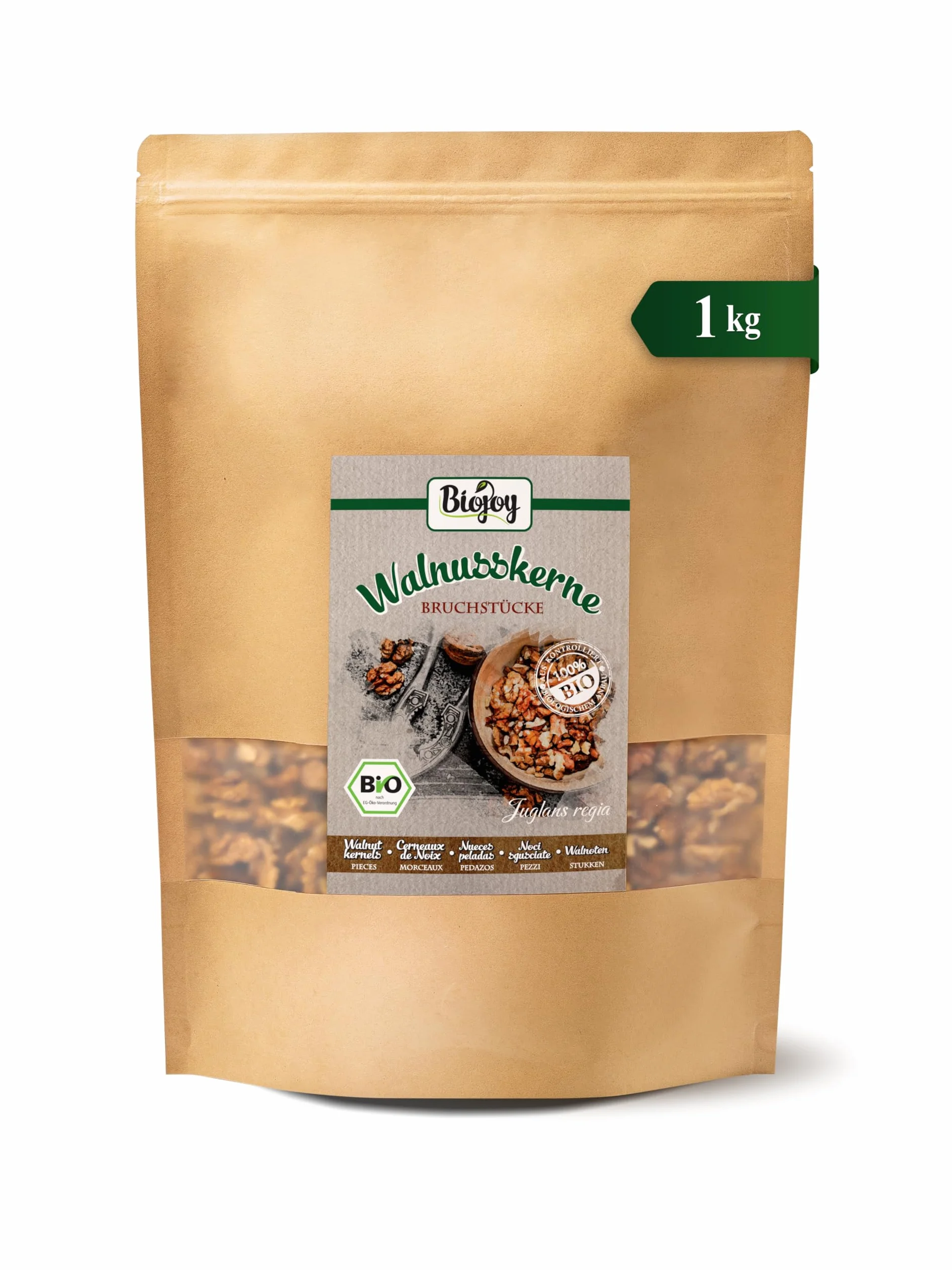 Biojoy Cerneaux de Noix BIO (1 kg), morceaux, décortiquées (Juglans regia)