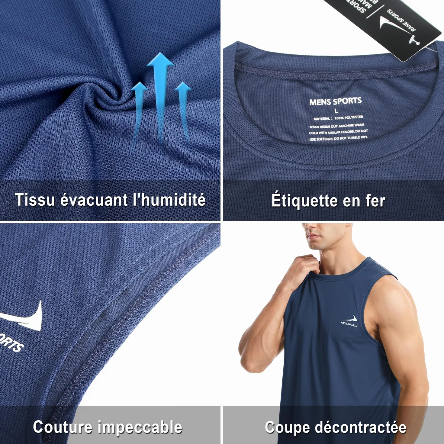 Débardeur sans Manches pour Homme, Gilet de Course à Pied, à séchage Rapide