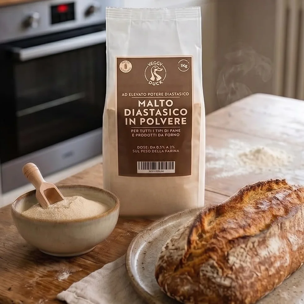 Veggy Duck - Farine de Malt Diastatique (1Kg) | Farine de Malt d'Orge à Haut Pouvoir Diastatique | Idéal pour la Fabrication du Pain | Made in Italy