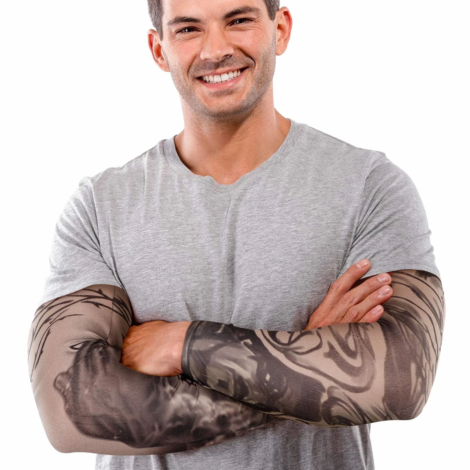 BBTO Set de 12 Pièces Manchons de Bras de Tatouage Faux Manchettes de Protection Solaire Gants de Bras de Fleur à Élasticité Douce de Cyclisme