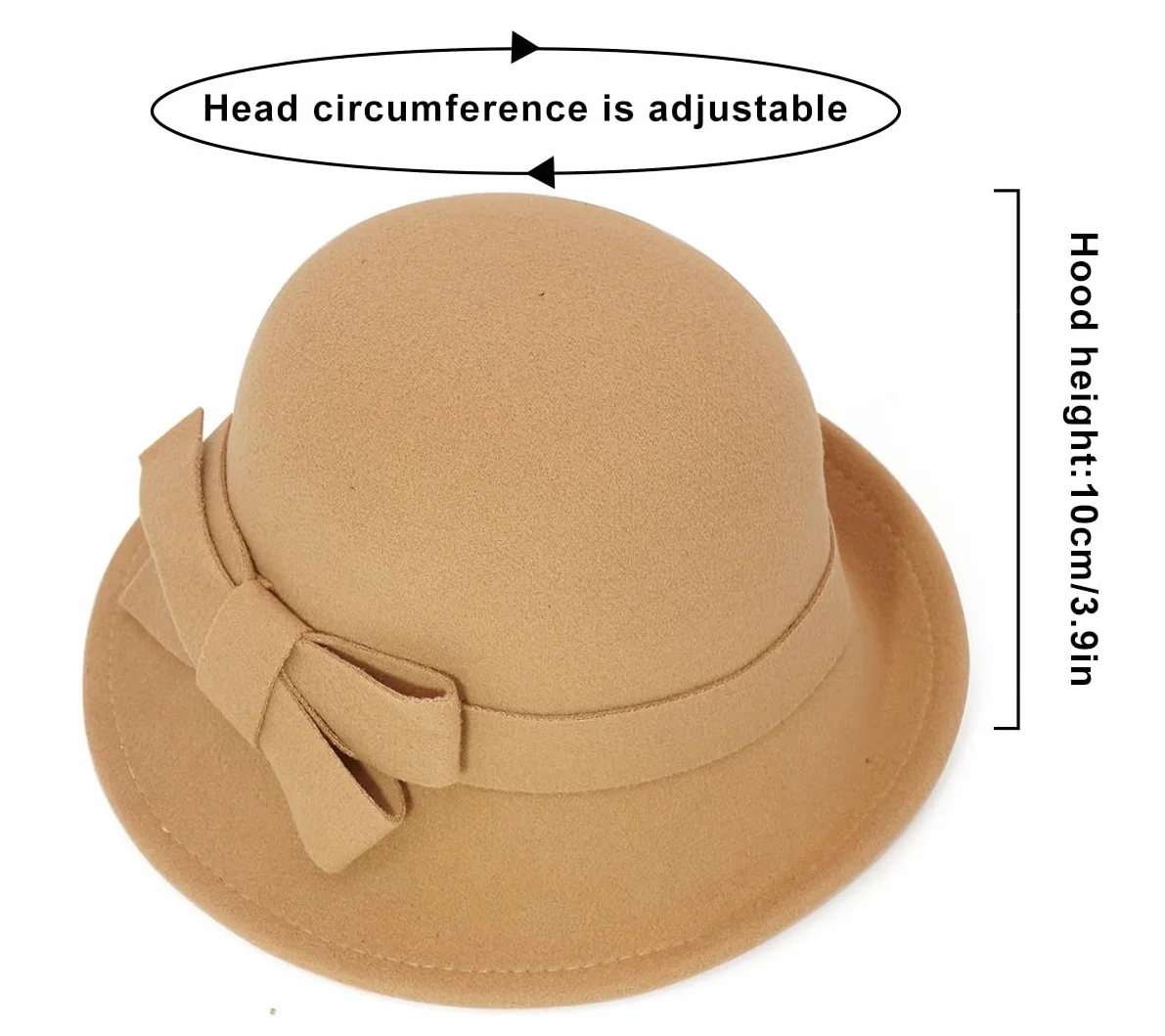 MESU Chapeau Cloche en Feutre Vintage Années 1920 Bords Courbés