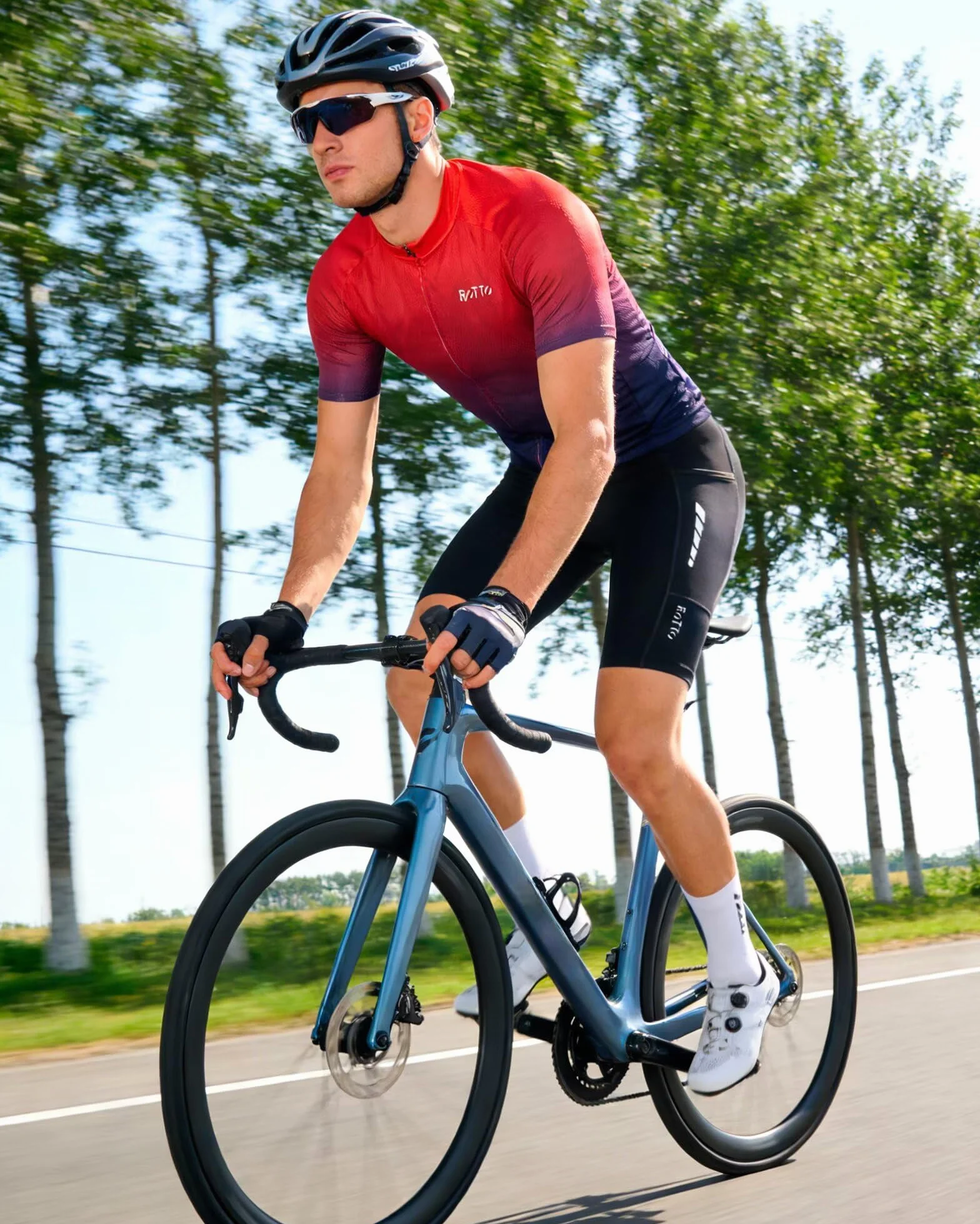 ROTTO Cuissard Cycliste Homme Rembourrage Gel Pantalon Cyclisme Respirant Poches Vélo Course VTT BMX
