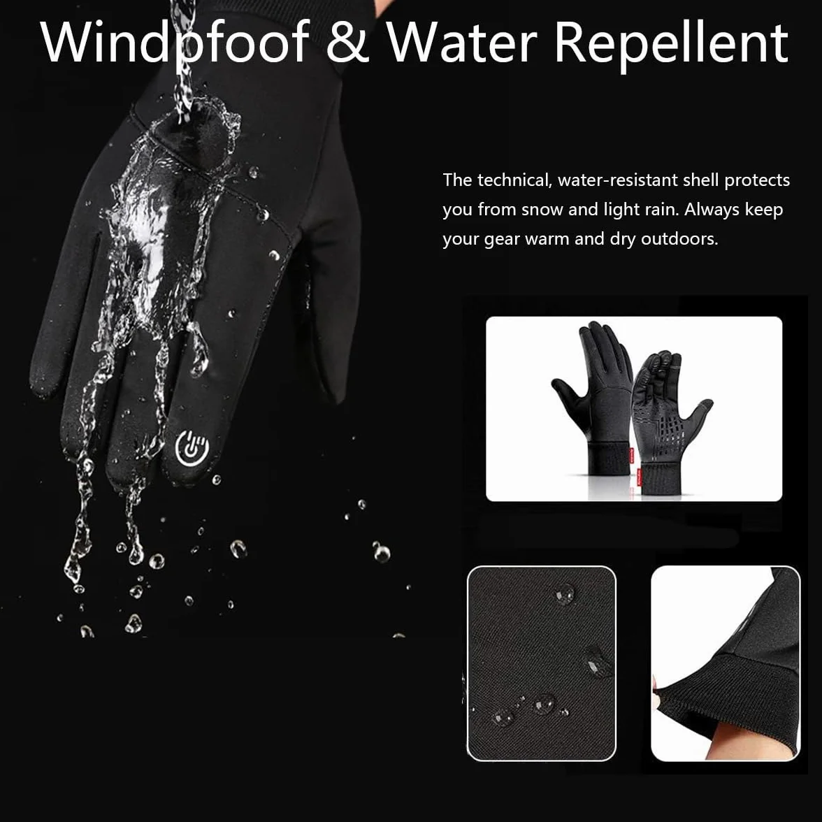 Gants d'hiver écran tactile chauds imperméables antidérapants pour hommes femmes vélo randonnée ski escalade
