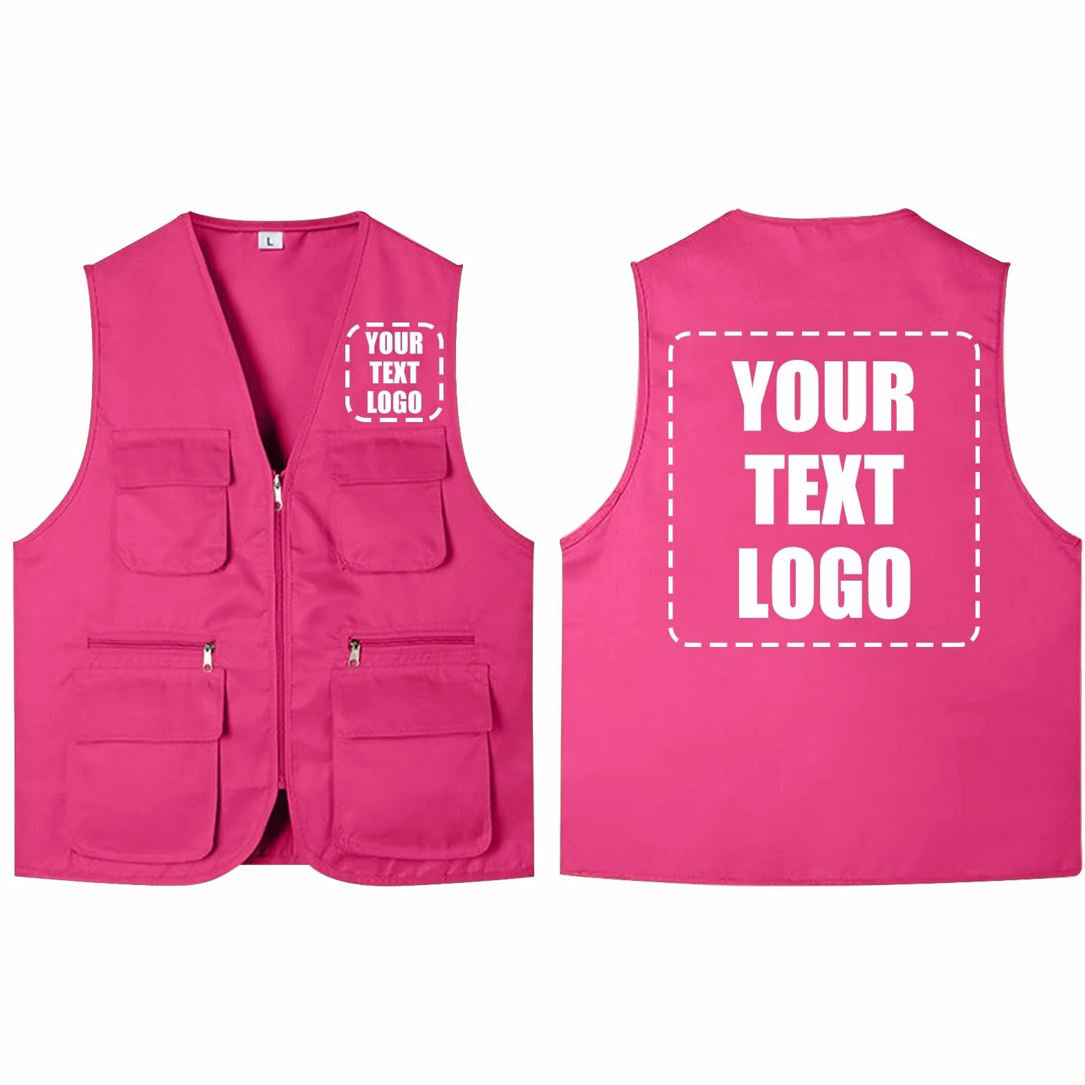 Gilet de Peches Multipoches Zippé Respirant Homme Femme M-4XL Personnalisable