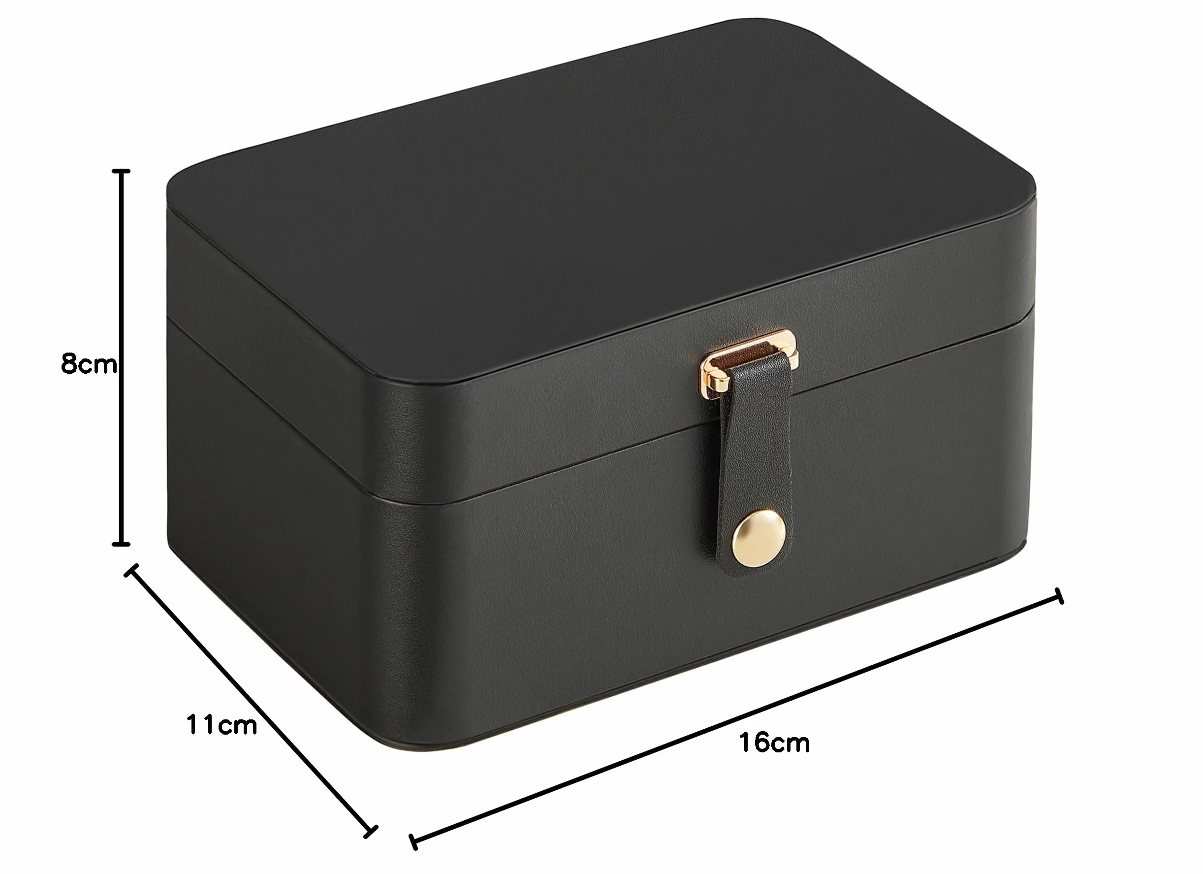 SONGMICS GISELLA Boîte à Bijoux de Voyage 2 Niveaux, Petit Écrin Portable, 11,6 x 16 x 7,5 cm, Noir