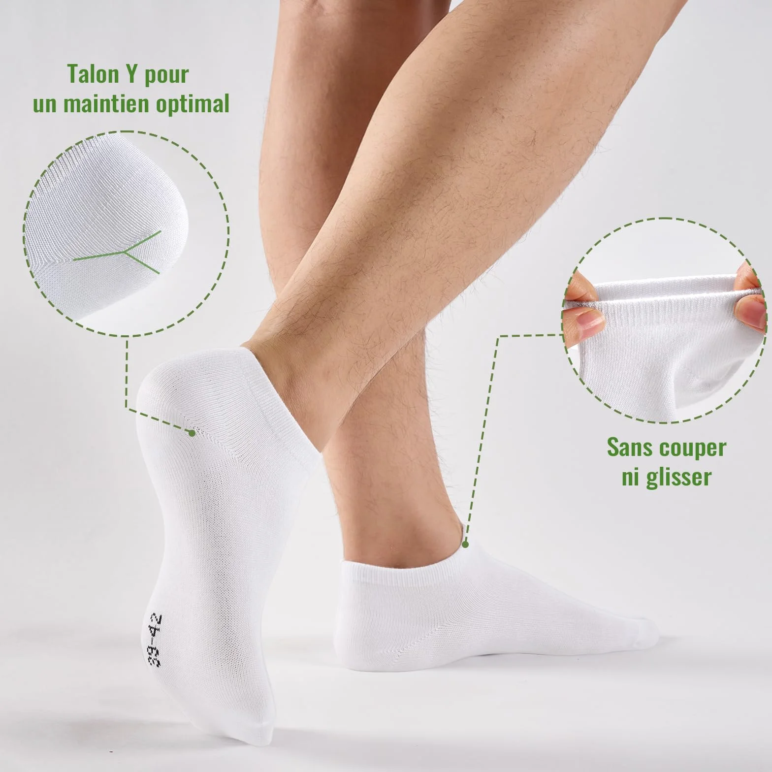 Chaussettes Basses Homme Femme Bambou – Socquettes Unisexe Séchage Rapide Anti-Transpiration Noir Blanc Gris Bleu