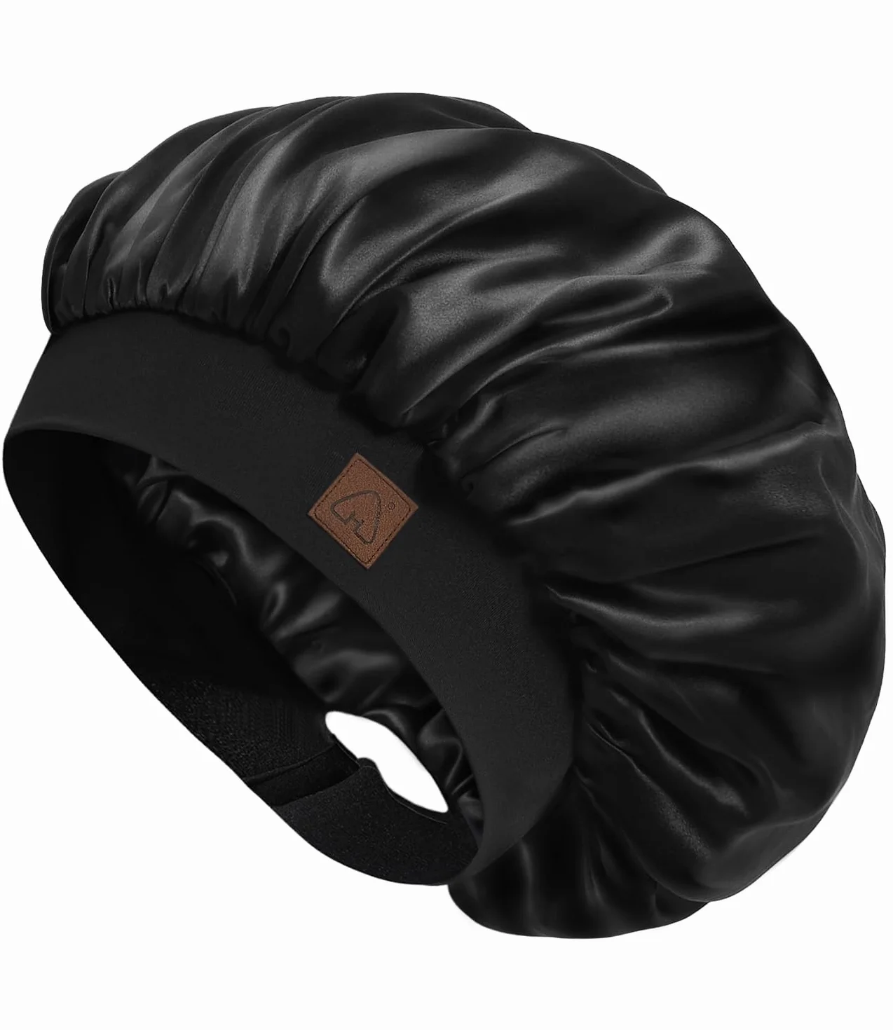 Bonnet Satin Soie Cheveux Nuit Double Couche Bande réglable pour Femme Homme