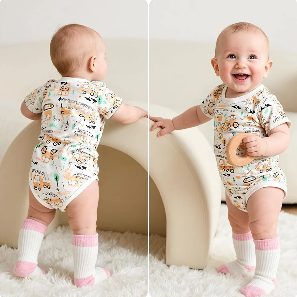 Vicloon Lot de 5 Body Bébé Manches Courtes Coton Cadeau Naissance