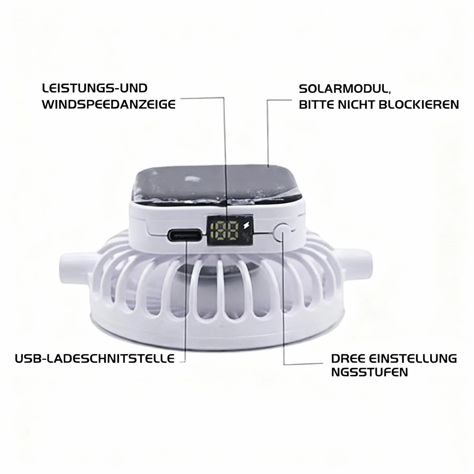 Casquette de baseball avec ventilateur solaire, maille, protection UV, charge USB